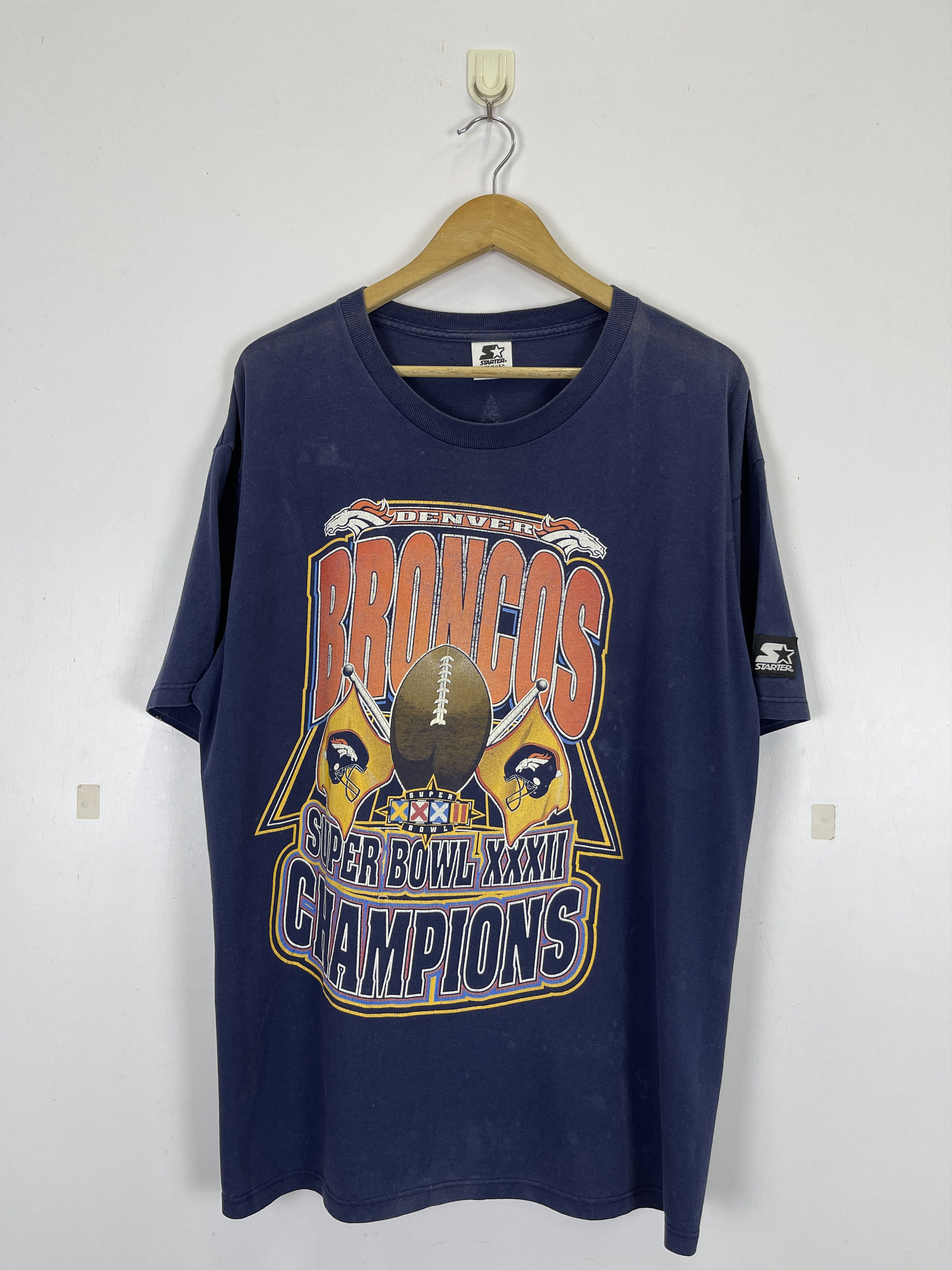 NFL × Starter × Vintage 90s Vintage Denver Broncos Super Bowl XXXII Tee TA0440 Size US L / EU 52-54 / 3 - 1 Thumbnail