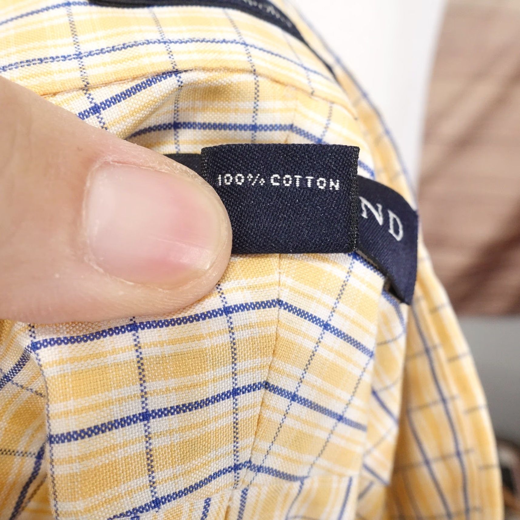 Lands' End VINTAGE Lands' End Men's Shirt 2XL Short Sleeve Yellow Blue Plaid Non-Iron Cotton Casual Size US XXL / EU 58 / 5 - 7 Thumbnail