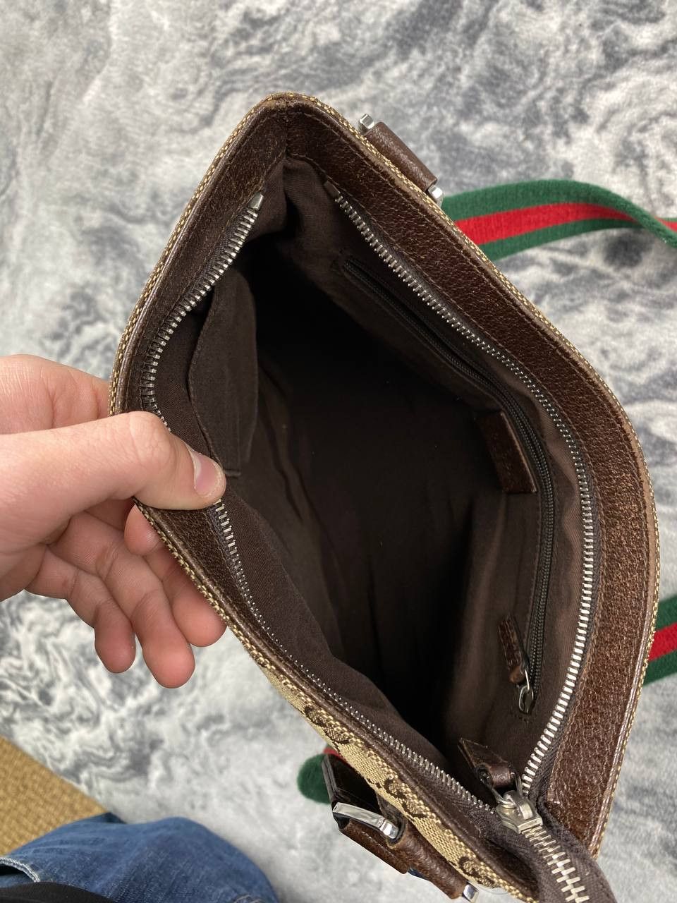 Gucci Gucci Monogram Fabric Shoulder Bag GG Men Beige Size ONE SIZE - 9 Thumbnail