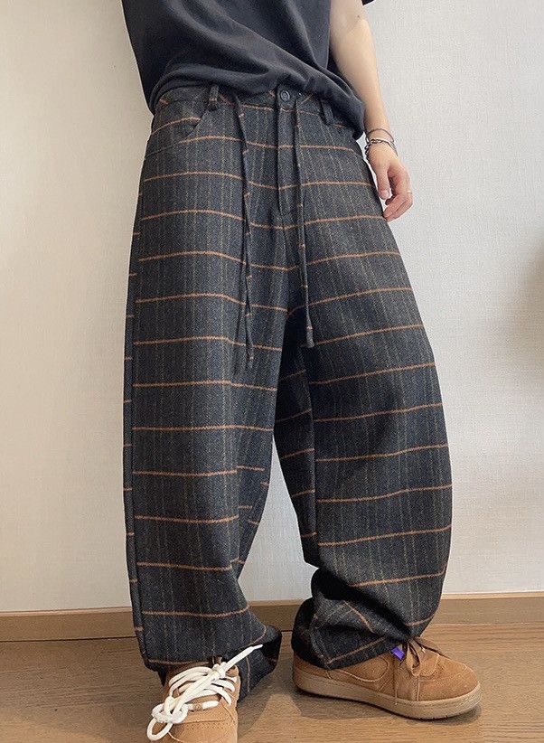Japanese Brand × Vintage Retro y2k fashion plaid check wool baggy pants Size US 32 / EU 48 - 2 Thumbnail
