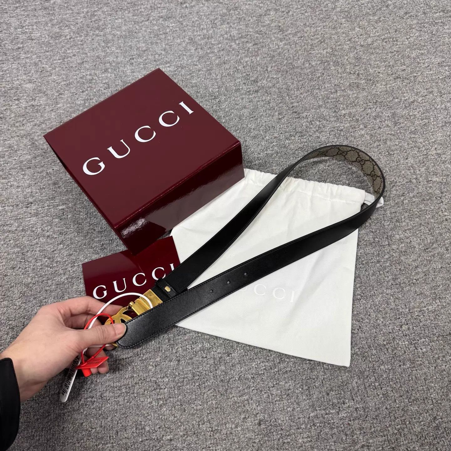 Gucci Gucci Gold GG Buckle Snake Print GG Supreme Belt 99 New Size ONE SIZE - 5 Thumbnail