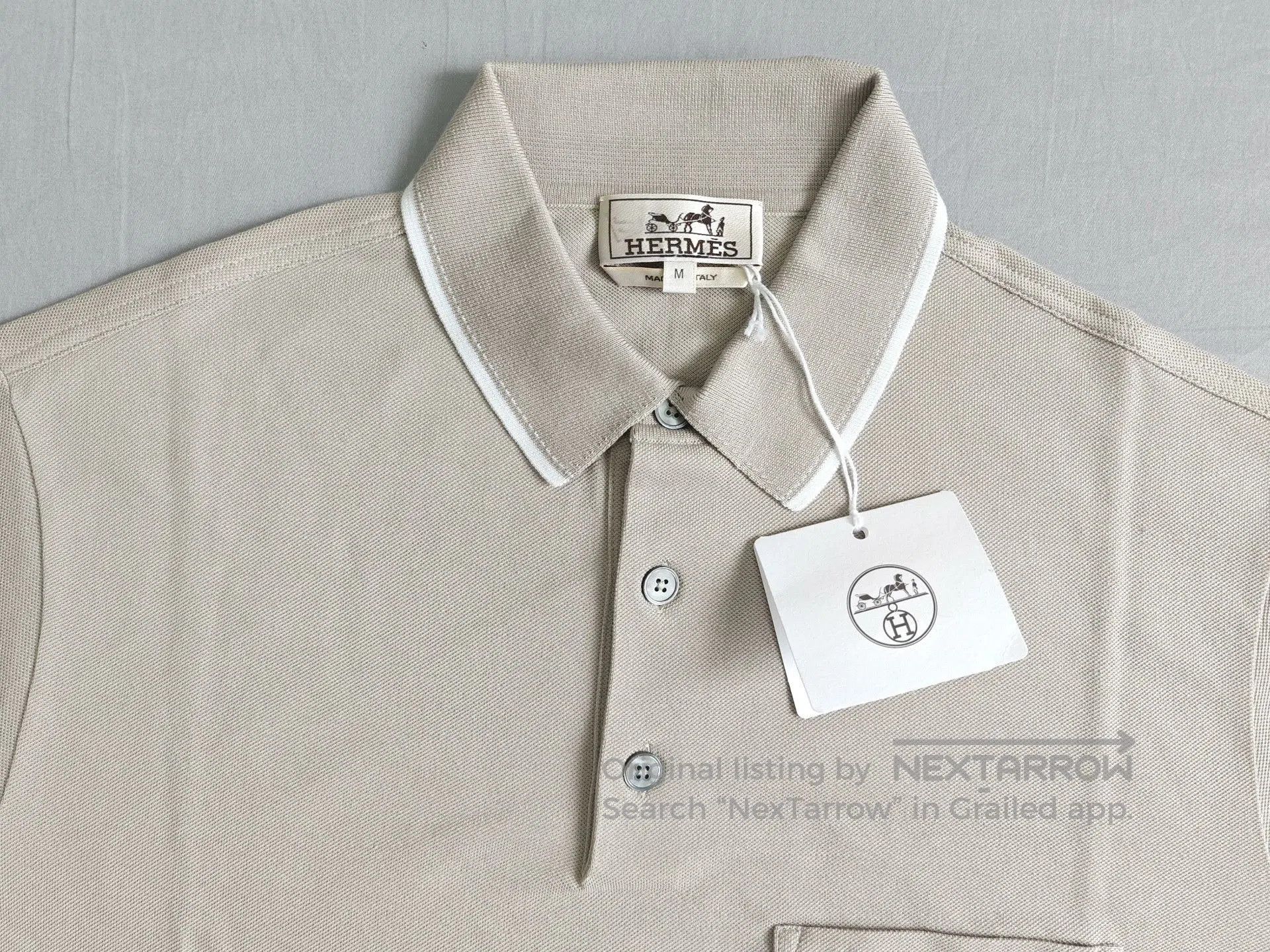 Hermes Hermes Men's Beige Short Sleeve Polo M. Size US M / EU 48-50 / 2 - 3 Thumbnail