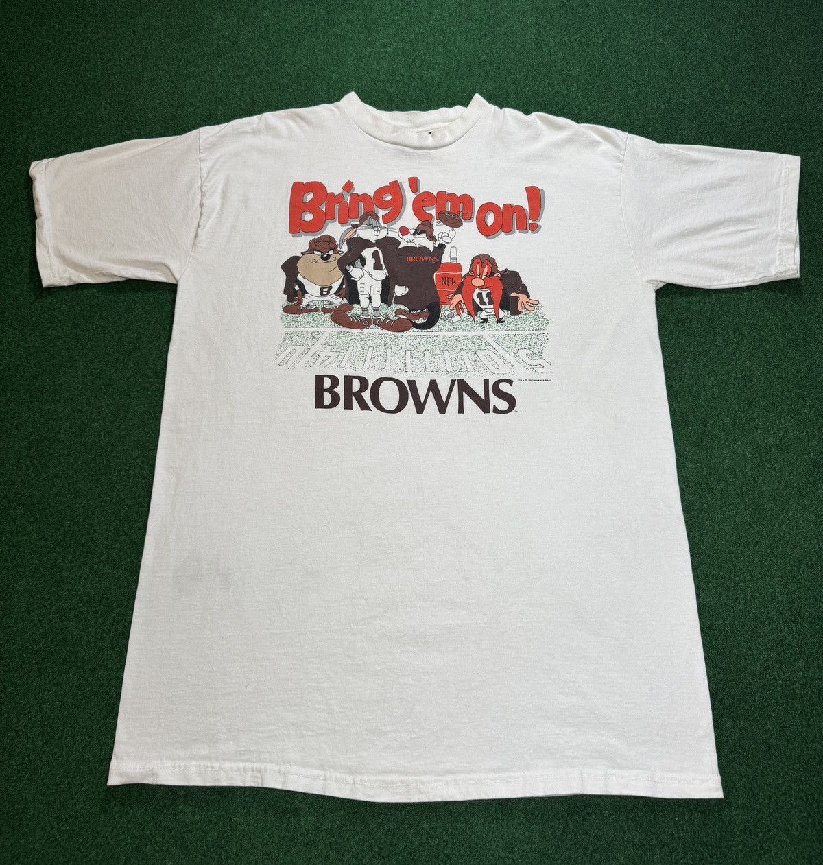 Vintage Vtg 90s Cleveland Browns Looney Tunes One Size 2XL T Shirt Size US XXL / EU 58 / 5 - 1 Thumbnail