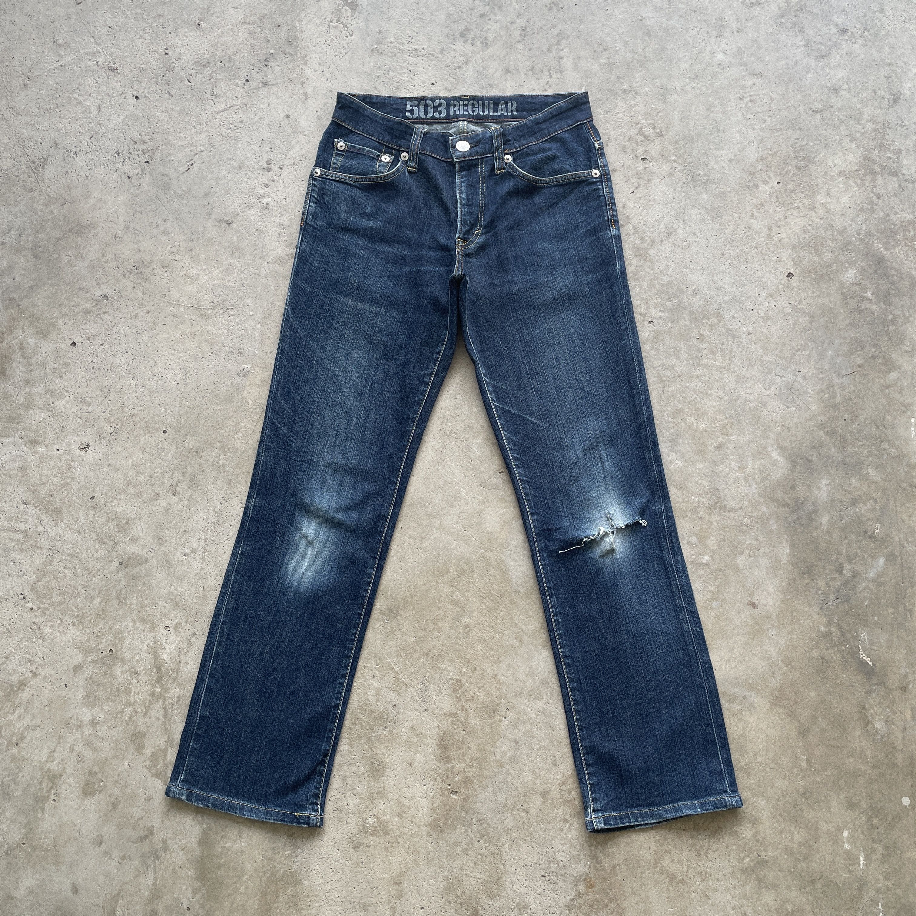 Edwin × Jean VINTAGE EDWIN 503 REGULAR JEANS DISTRESSED FADED DENIM PANTS Size US 30 / EU 46 - 2 Thumbnail