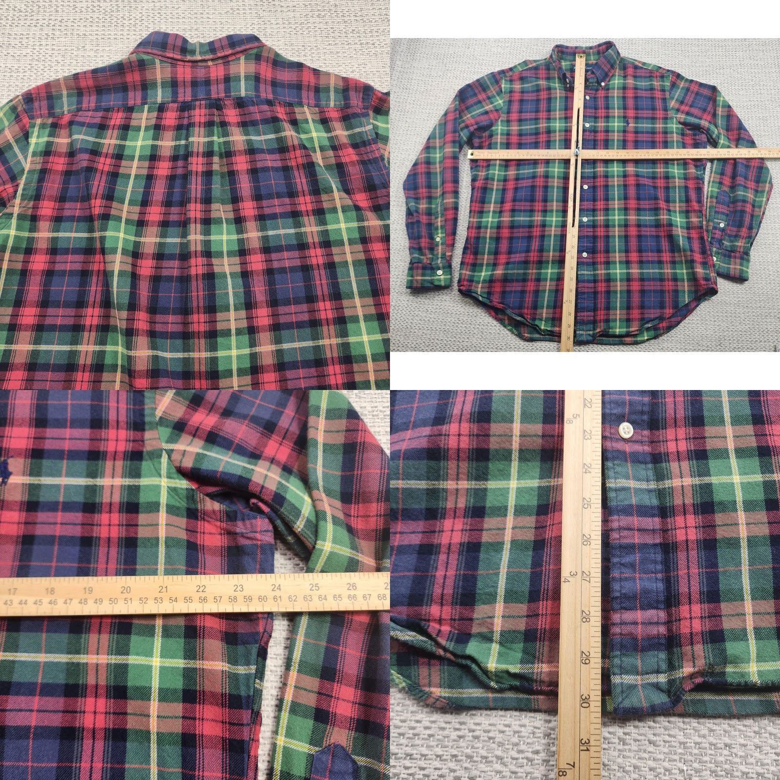 Ralph Lauren VINTAGE Ralph Lauren Shirt Mens Large Red Green Navy Plaid Button Down Classic Fit Logo Shirt Size US L / EU 52-54 / 3 - 8 Thumbnail