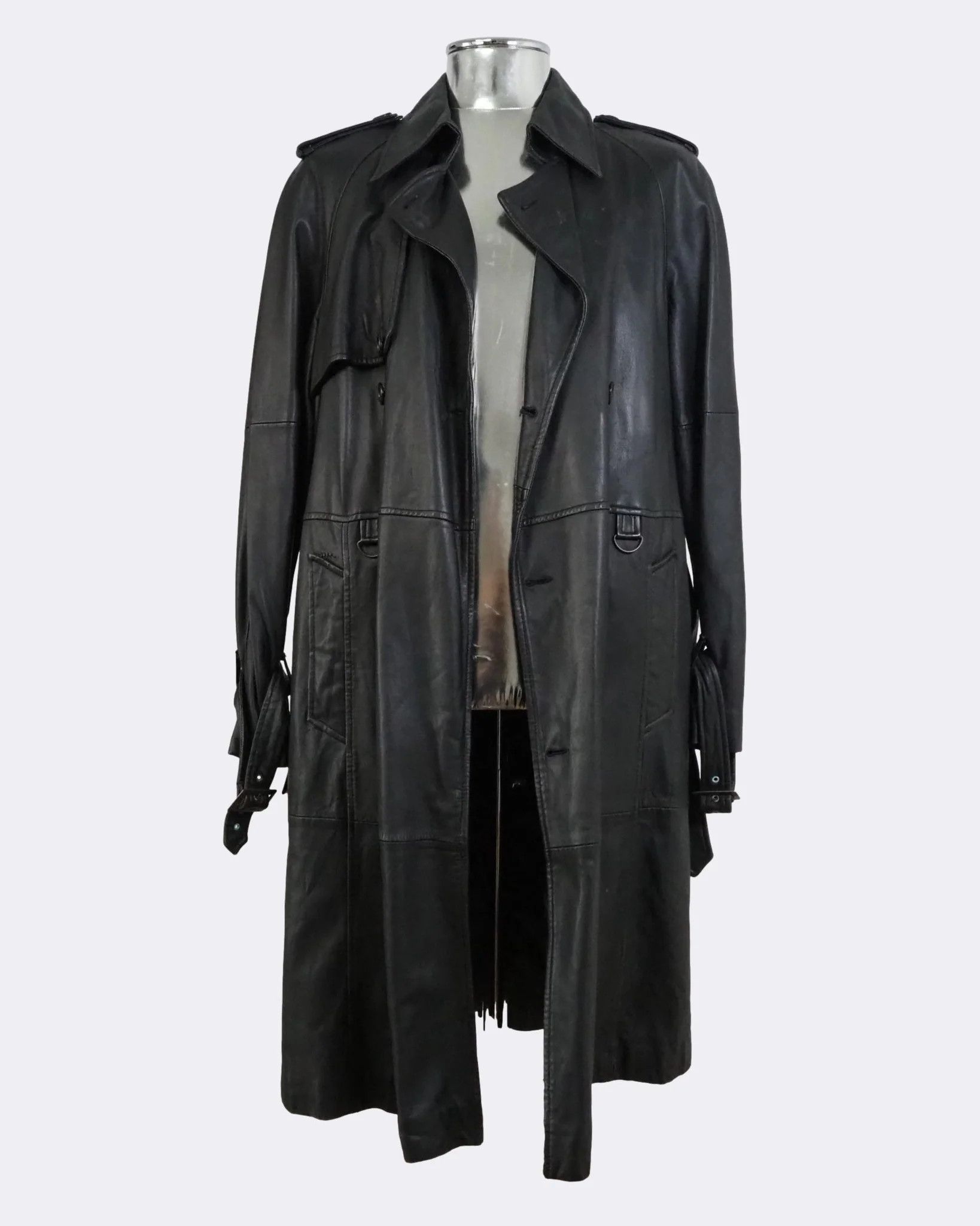 Cavalli Class Men's Cavalli Classs Leather Belted Trench Coat Jacket $1230 Size US M / EU 48-50 / 2 - 5 Thumbnail