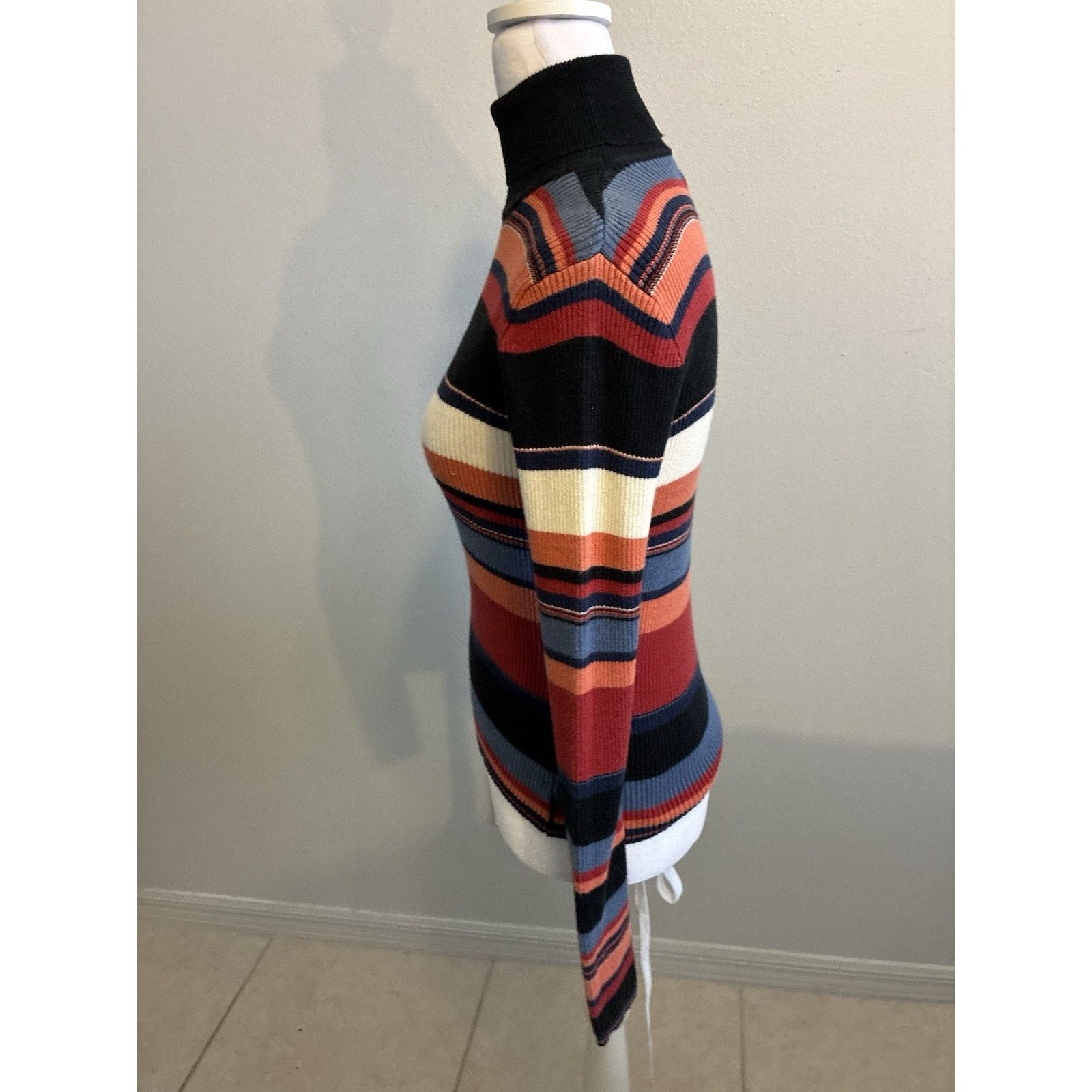 Mossimo VTG 90s Mossimo Striped Knit Turtleneck Sweater Grunge M Size M / US 6-8 / IT 42-44 - 14 Thumbnail