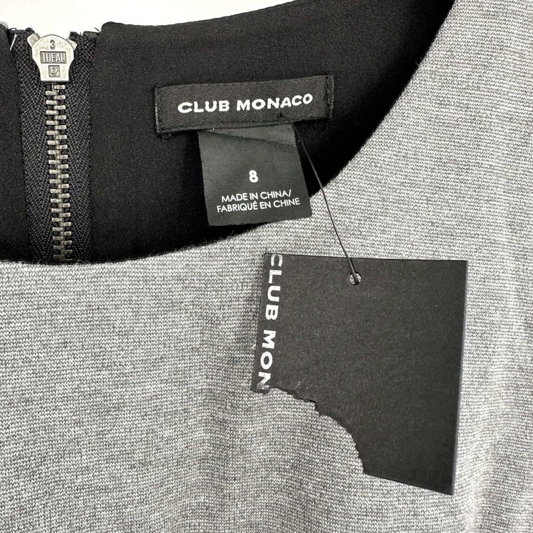 Club Monaco Club Monaco Dress Womens 8 Gray Black Sleeveless Fit Flare Faux Leather Panels Size M / US 6-8 / IT 42-44 - 4 Thumbnail