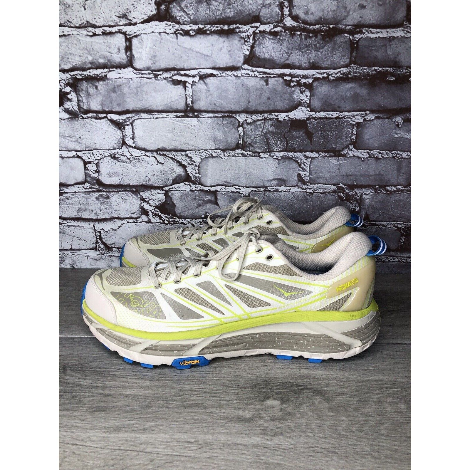 Hoka Hoka One Mafate Speed 2 Eggnog Gray Mesh Neon Yellow Running Size US 14 / EU 47 - 20 Thumbnail