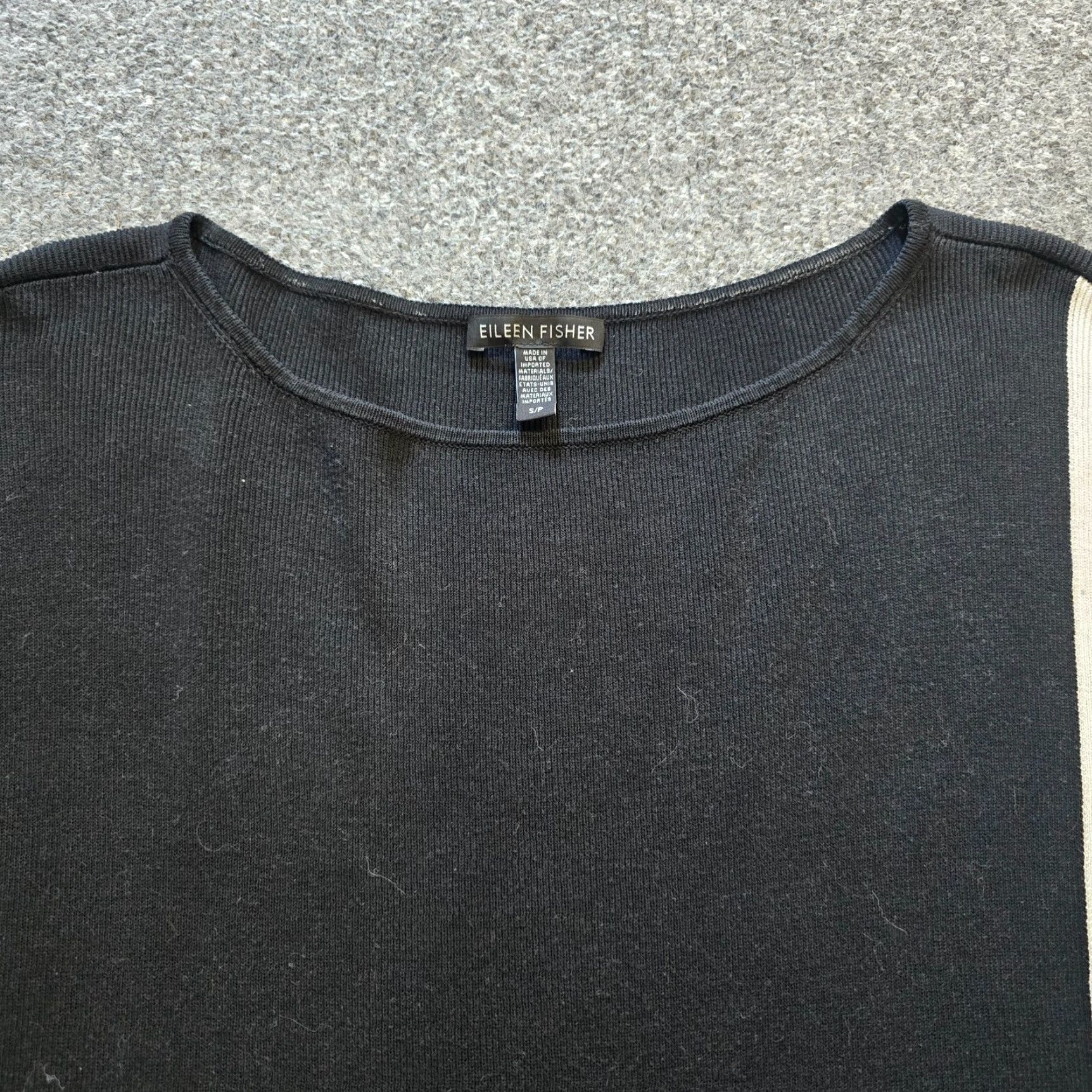 Eileen Fisher Eileen Fisher Sweater Womens Size Small Black Colorblock Knit Boxy Casual Career Ladies Pullover Long Sleeve V-Neck Size S / US 4 / IT 40 - 2 Thumbnail