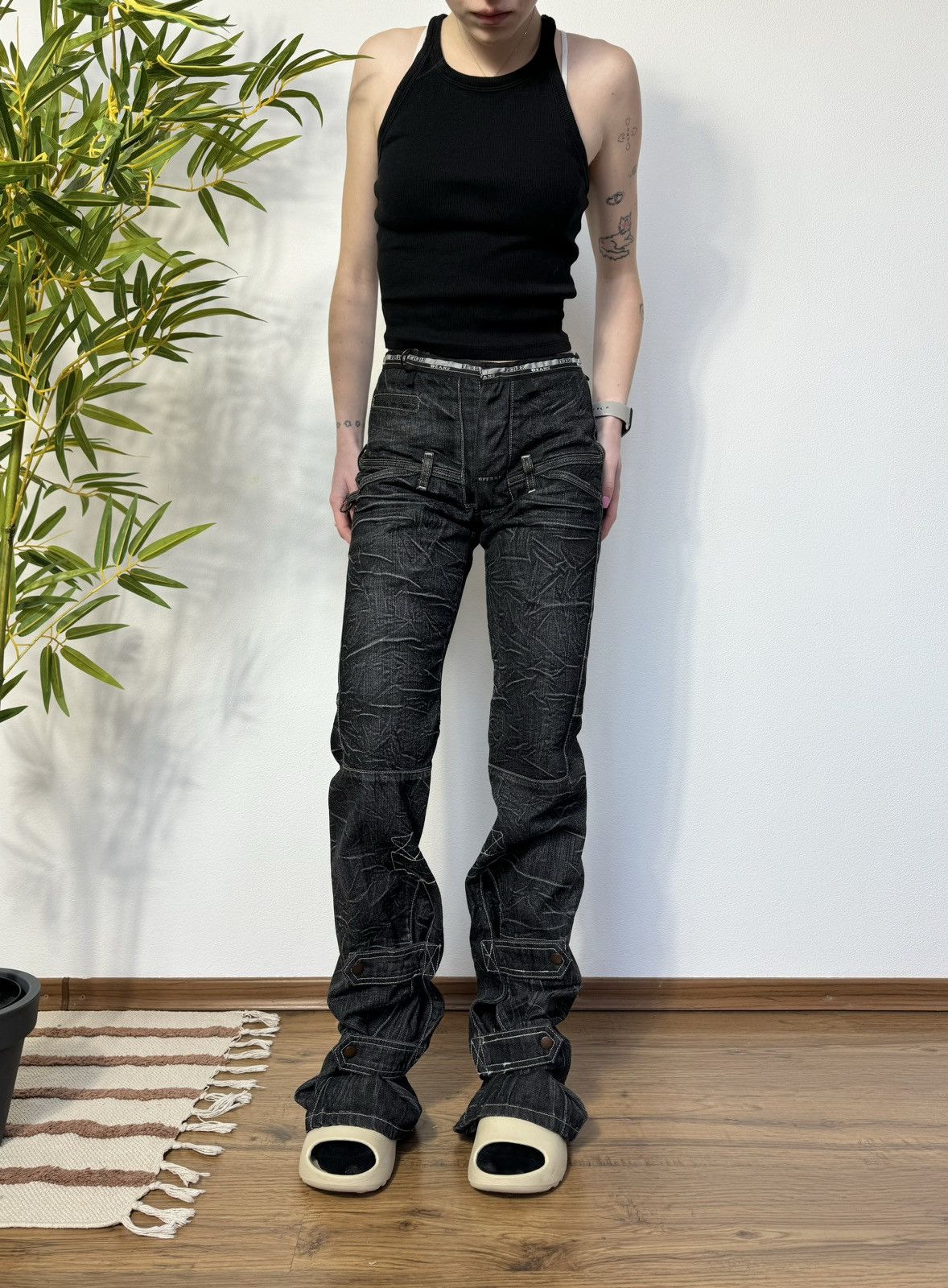 Gianfranco Ferre FERRE Y2K OPIUM STYLE WASHED BONDAGE DENIM PANTS Size 26" / US 2 / IT 38 - 1 Thumbnail