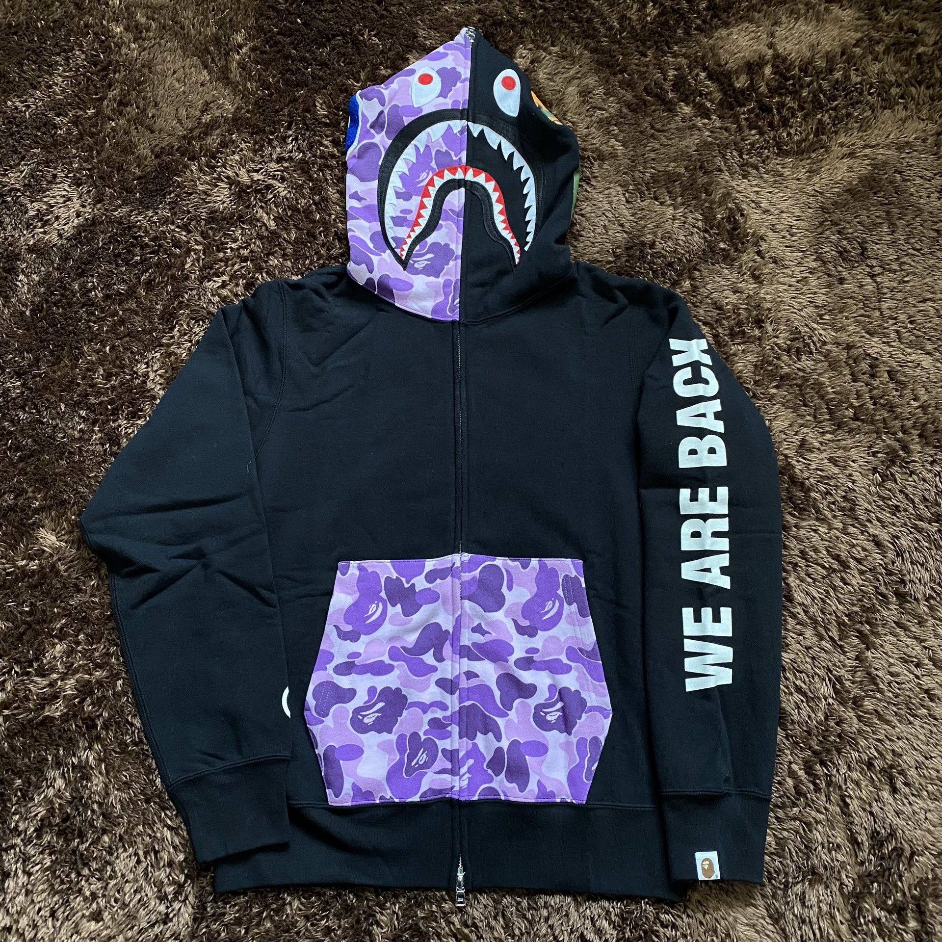 Bape Bape Shark Purple Hoodie m Men Size US M / EU 48-50 / 2 - 1 Thumbnail