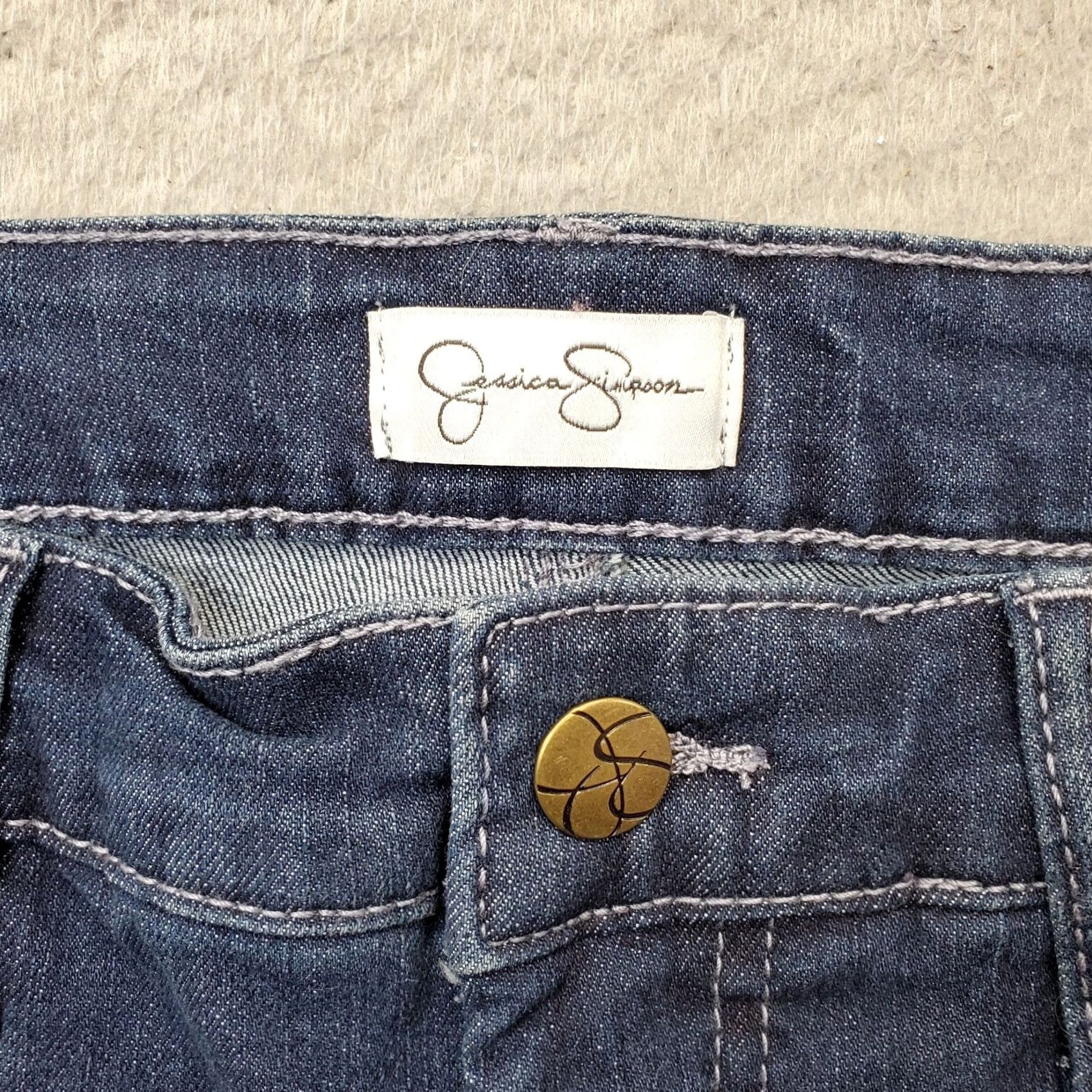 Jessica Simpson Jessica Simpson Jeans Womens 8 Blue Whiskered Denim Stretch High Rise Skinny Leg Shirt? Size 30" / US 8 / IT 44 - 4 Thumbnail