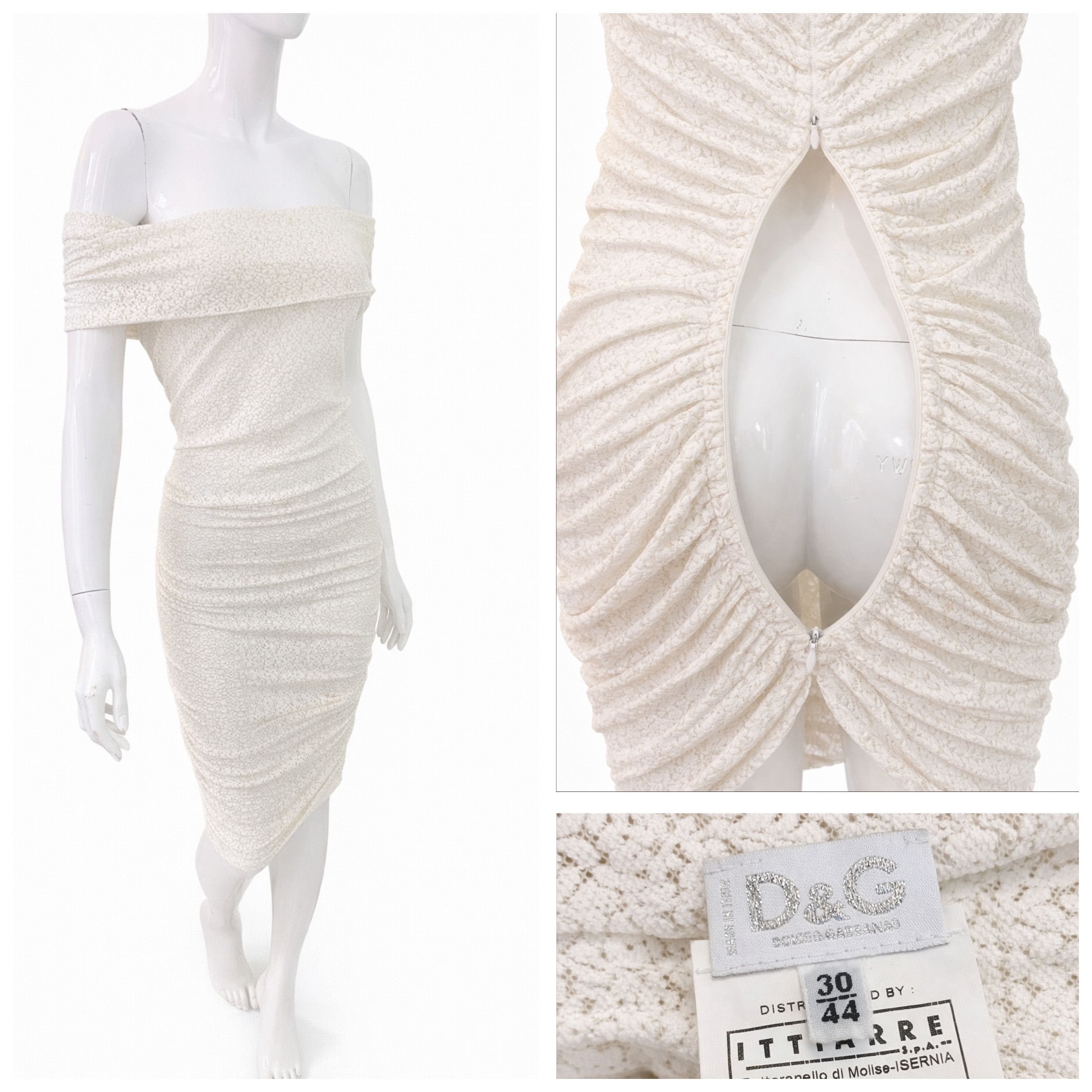 D&G Dolce & Gabbana Off Shoulder Bridal Wedding Lace Dress