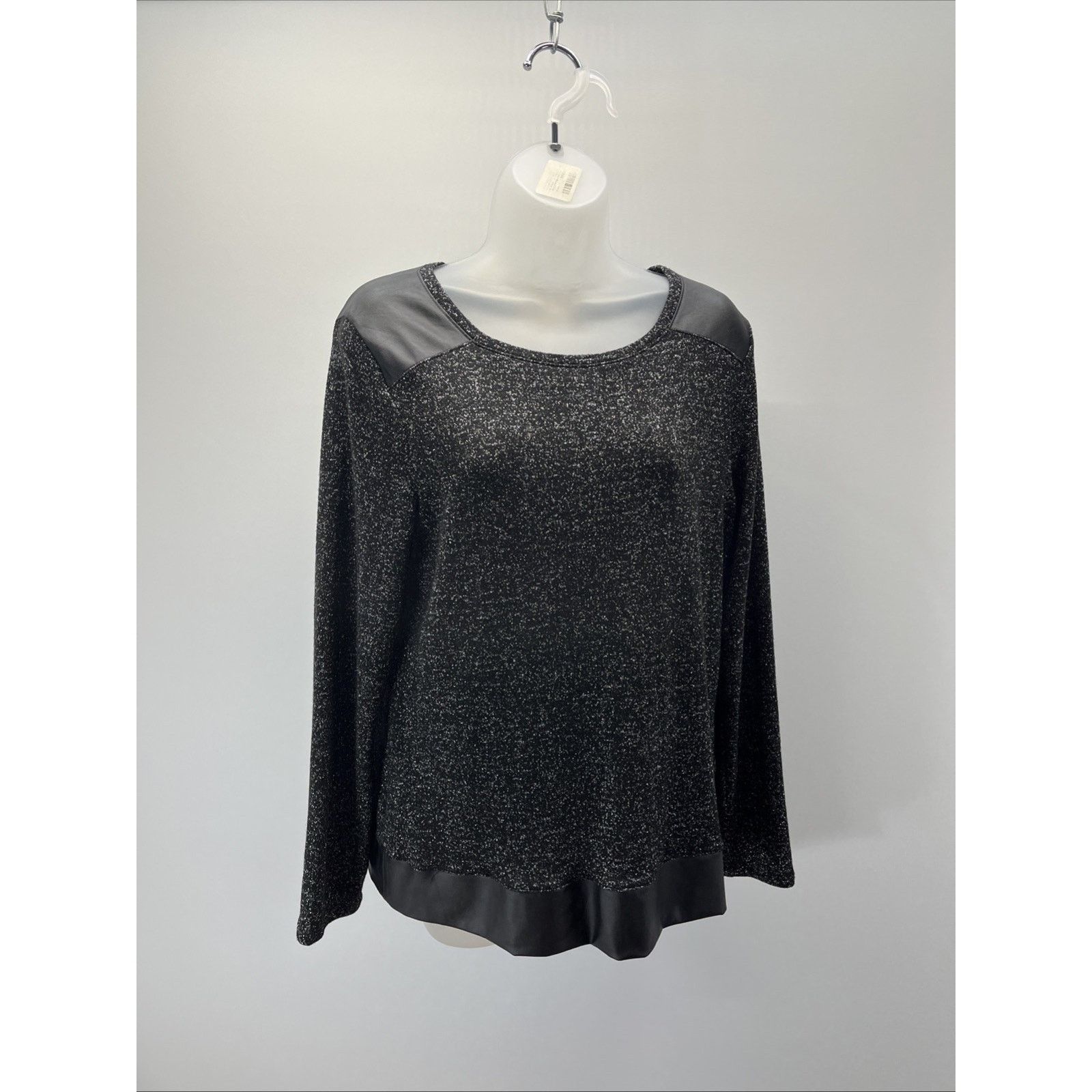 Chicos Chico's Womens Metallic Faux Leather Trim Blouse Size1 Black Size M / US 6-8 / IT 42-44 - 1 Thumbnail