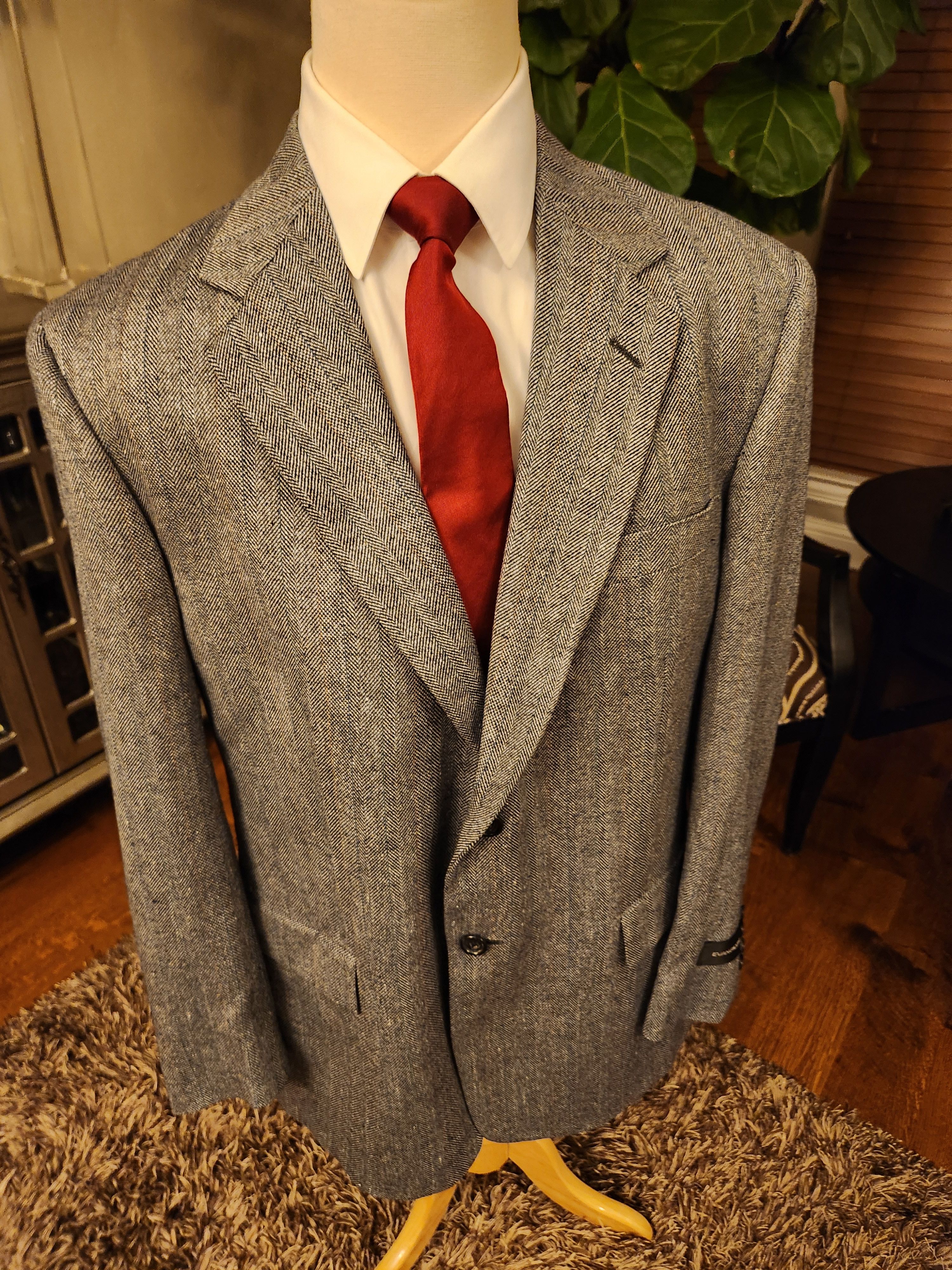 Evan Picone × Vintage Vintage New Herringbone Blazer Size 44L - 1 Thumbnail