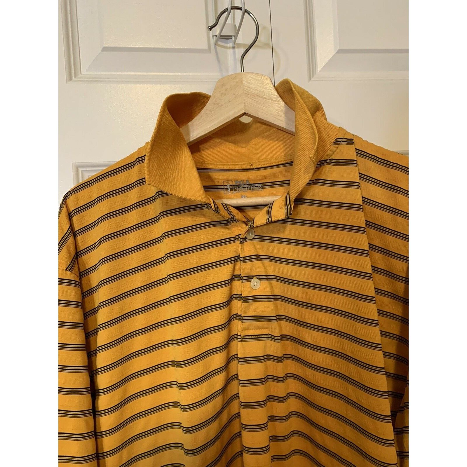 PGA Tour PGA Tour Golf Men’s Sz XL Mango Stripe Short Sleeve Polo Shi Size US XL / EU 56 / 4 - 6 Thumbnail