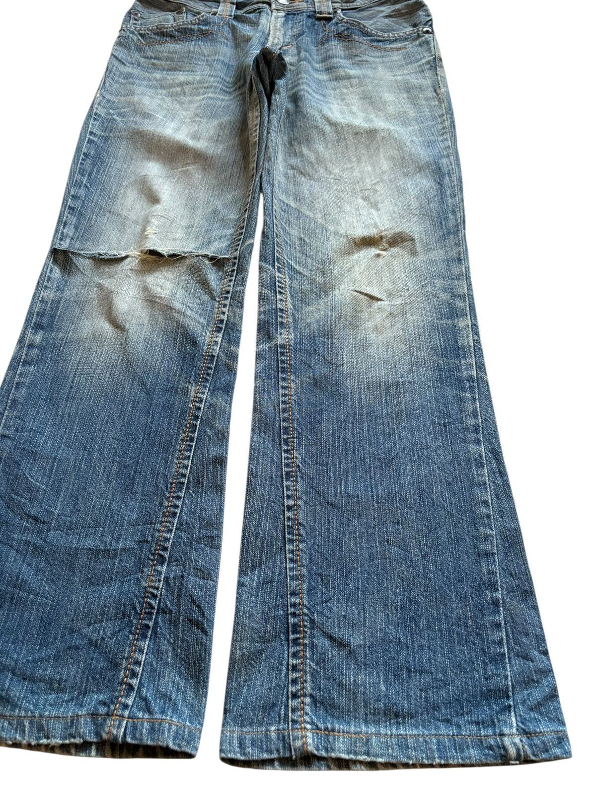 Edwin × Japanese Brand Exclusive Vintage Edwin Mud Wash Ripped Flare Jean Size US 31 - 7 Thumbnail