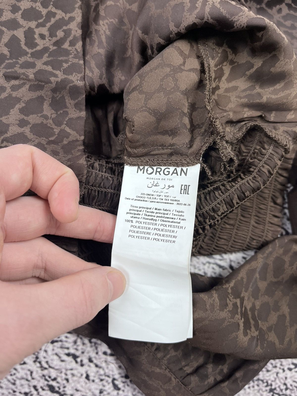 Morgan De Toi Vintage Morgan Y2K Leopard Jacquard Cropped Wrap Blouse Size XS / US 0-2 / IT 36-38 - 9 Thumbnail