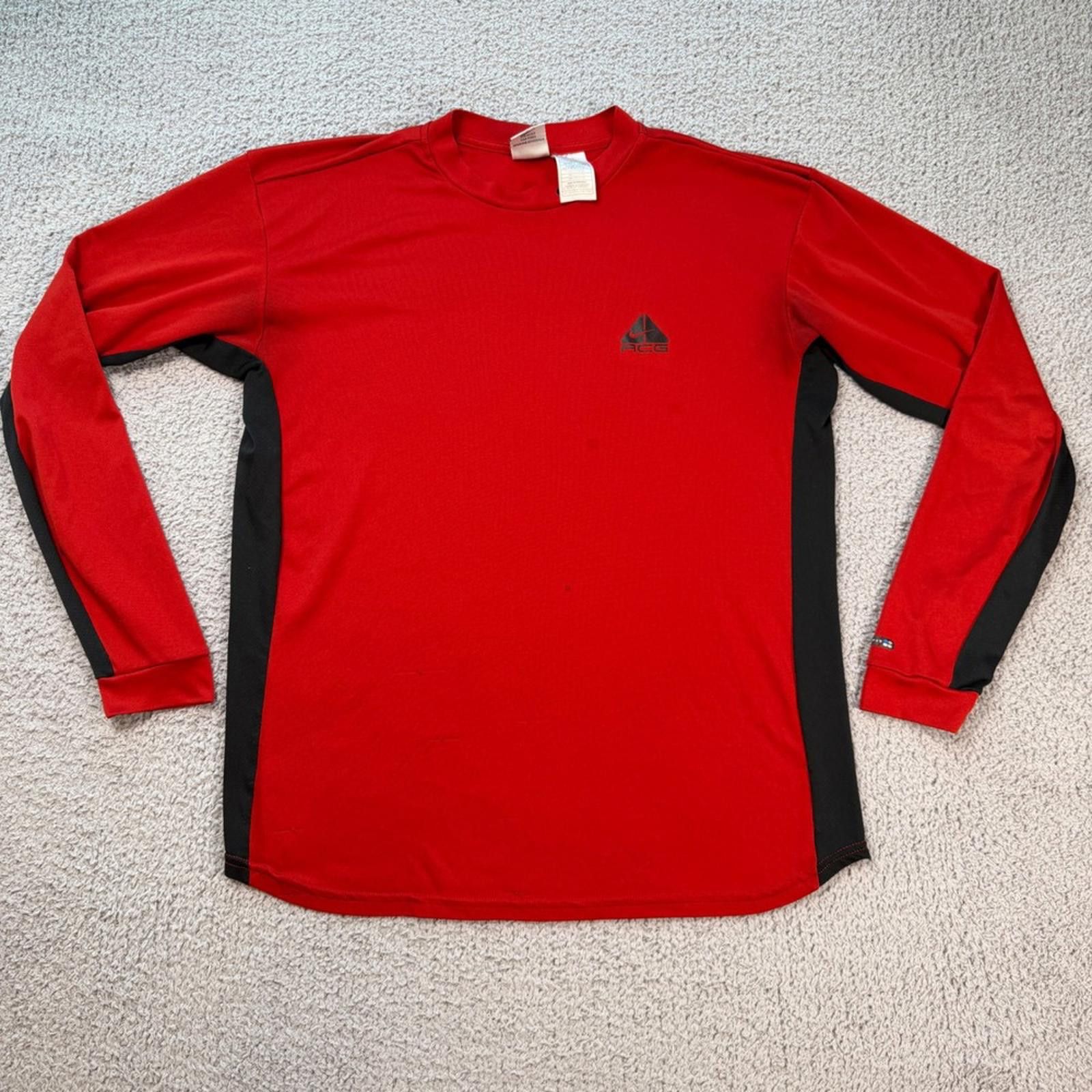 Nike Vintage Nike ACG Long Sleeve Shirt Red Black Mens Large 90s Size US L / EU 52-54 / 3 - 1 Thumbnail
