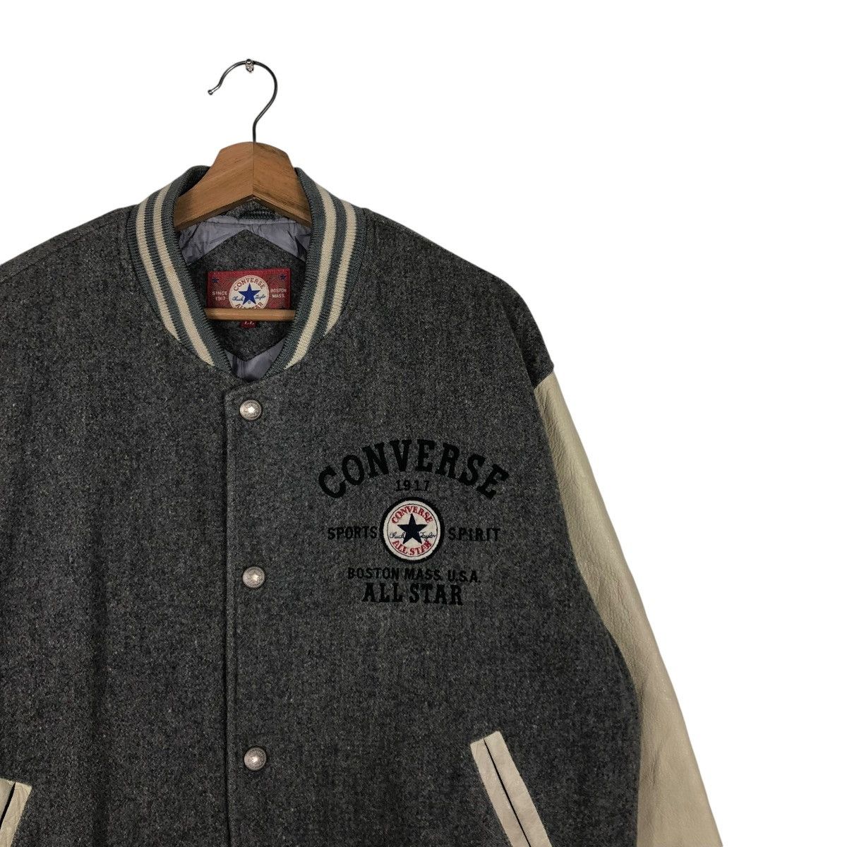 Japanese Brand 🔥VINTAGE JUMPER VARSITY LEATHER JACKET CONVERSE ALL STAR USA Size US L / EU 52-54 / 3 - 7 Thumbnail