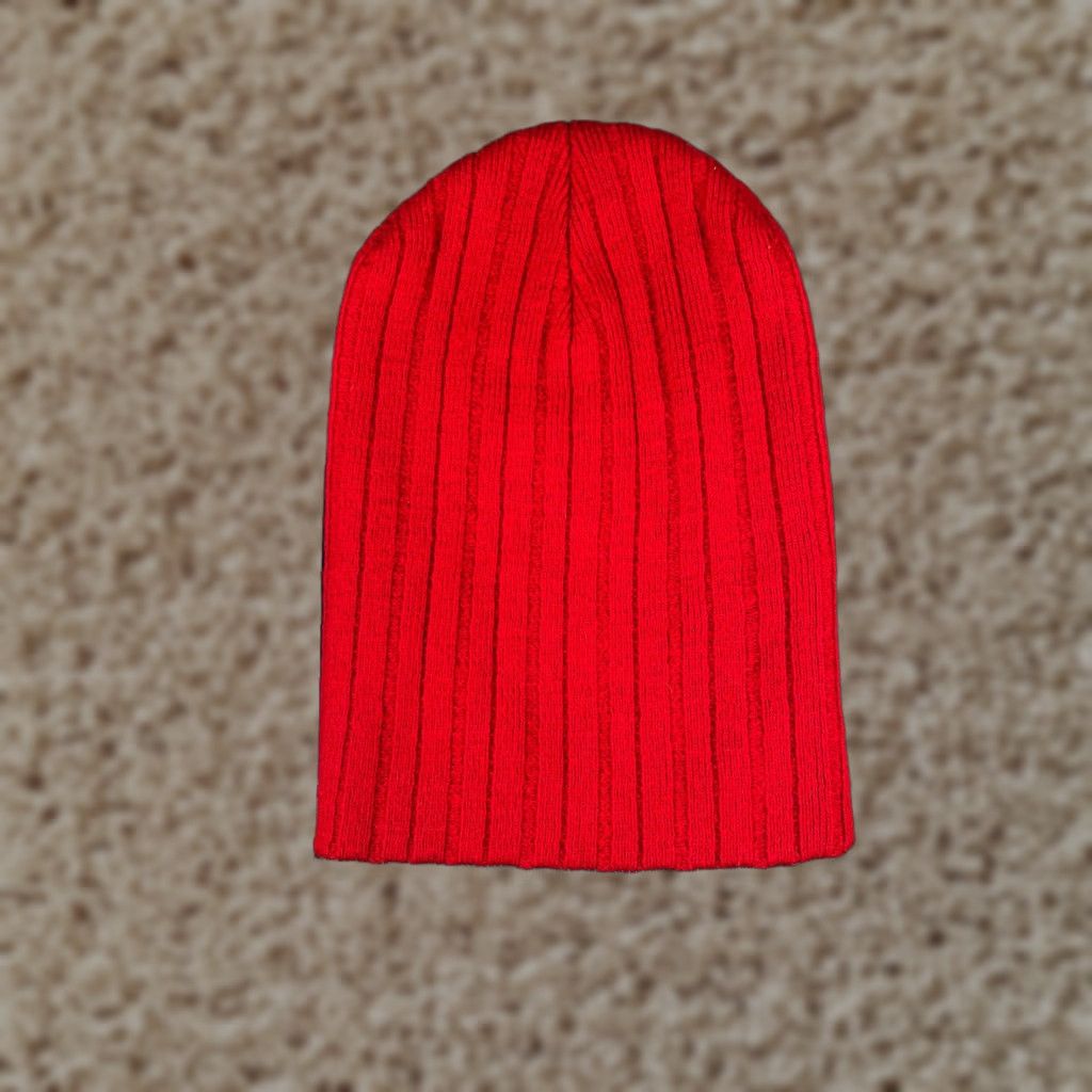 Vintage Beanie Toque Women One Size Red Knit Ribbed Acrylic Blend Winter Ski Size ONE SIZE - 1 Thumbnail
