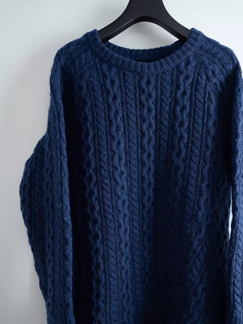 Yohji Yamamoto Yohji Yamamoto Sapphire Blue Long Twisted Aran Sweater 2501 Size US M / EU 48-50 / 2 - 2 Thumbnail