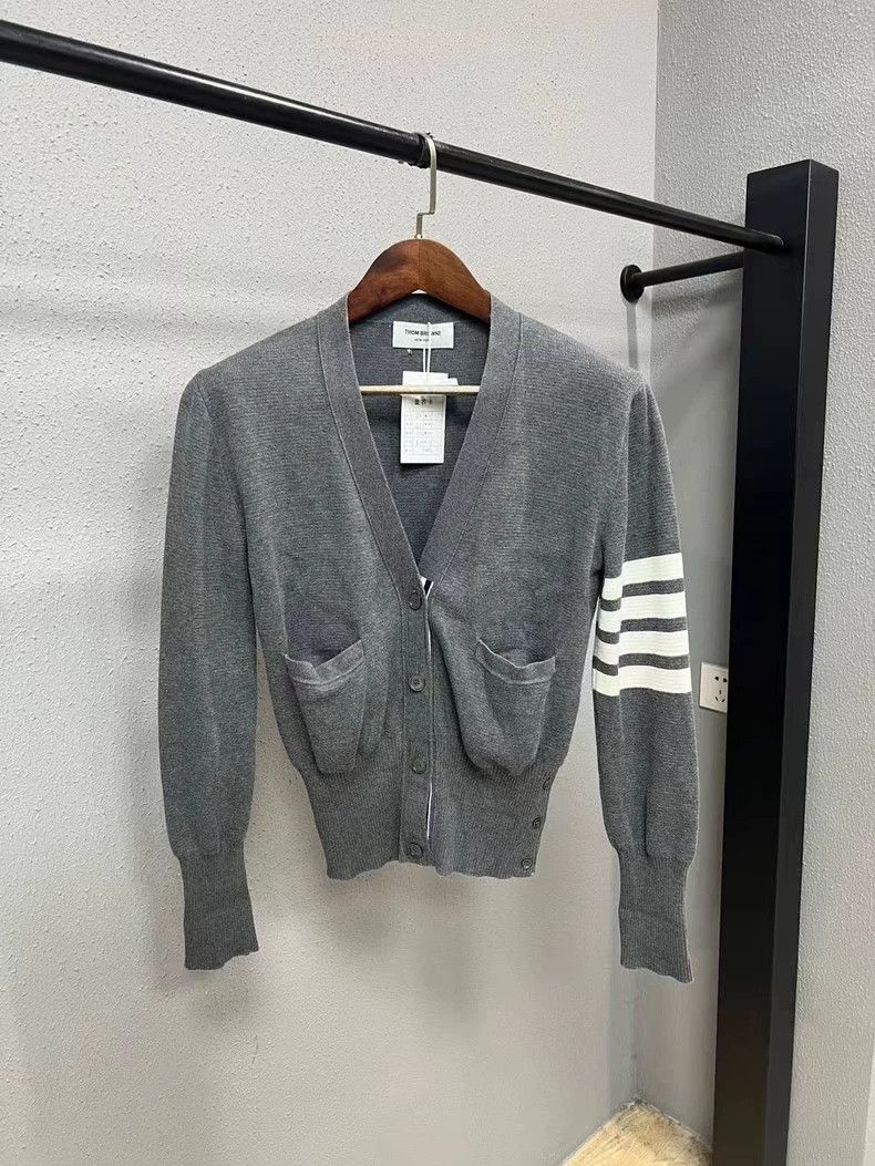 Thom Browne Thom Browne Gray Striped Cardigan - dmc Size US M / EU 48-50 / 2 - 1 Thumbnail