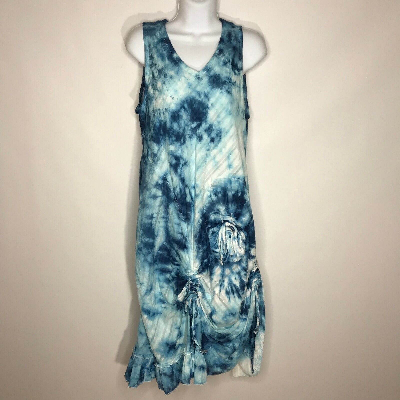 Other Grifflin Paris Blue White Tie Dye Cotton Hitch Dress | Grailed