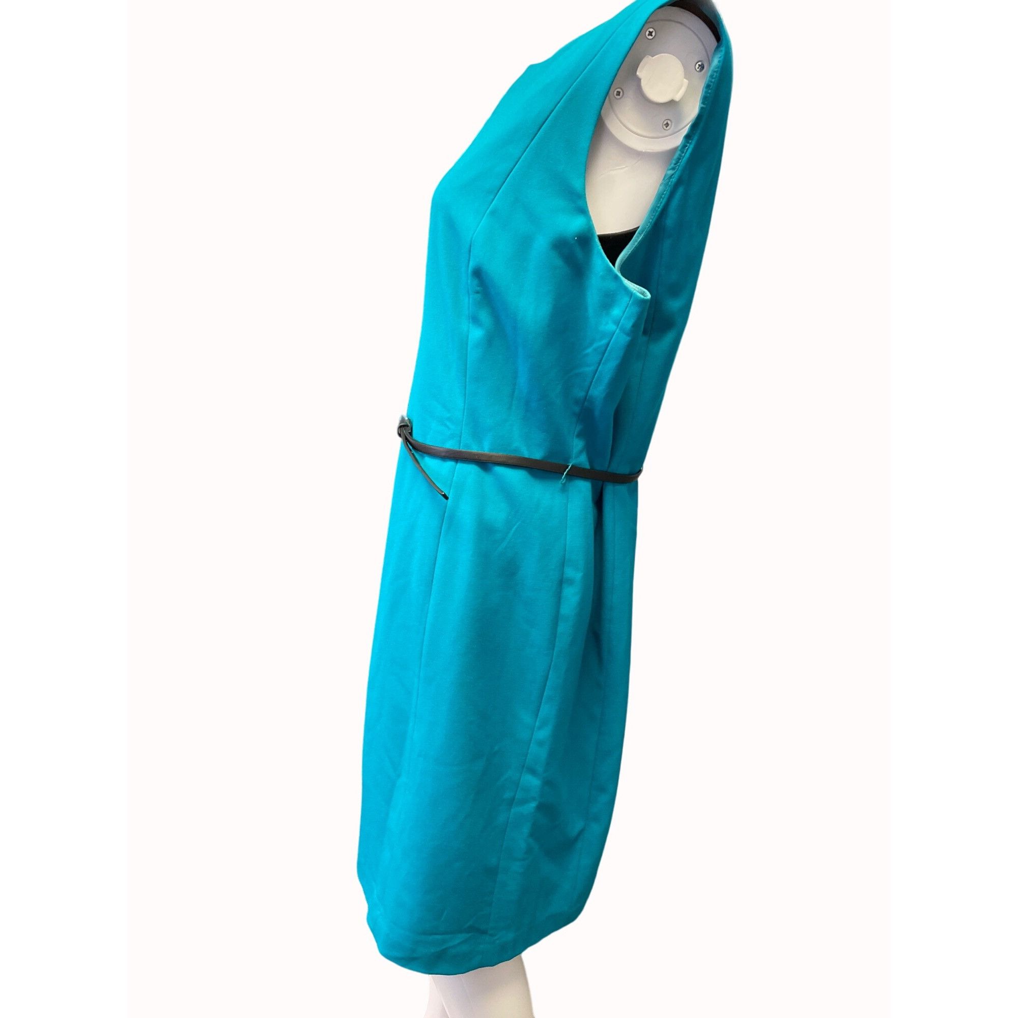 Calvin Klein Calvin Klein Womens Aqua Blue Sleeveless Sheath Belted Dress Size L / US 10 / IT 46 - 4 Thumbnail