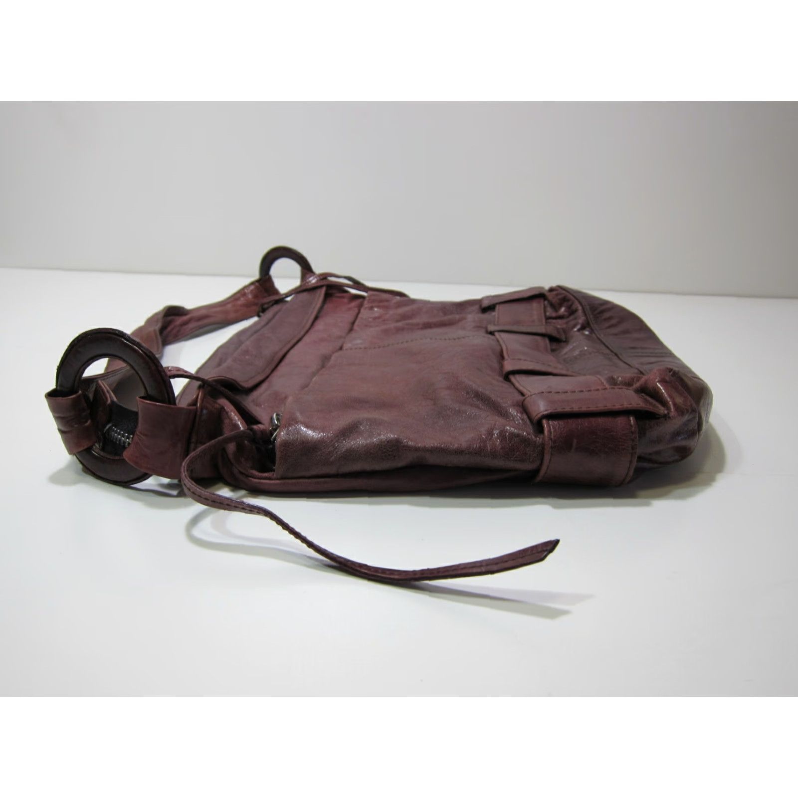 Vintage Latico Purple Mauve Silver 100% Leather Hobo Crossbody Shoulder Bag Purse Size ONE SIZE - 6 Thumbnail