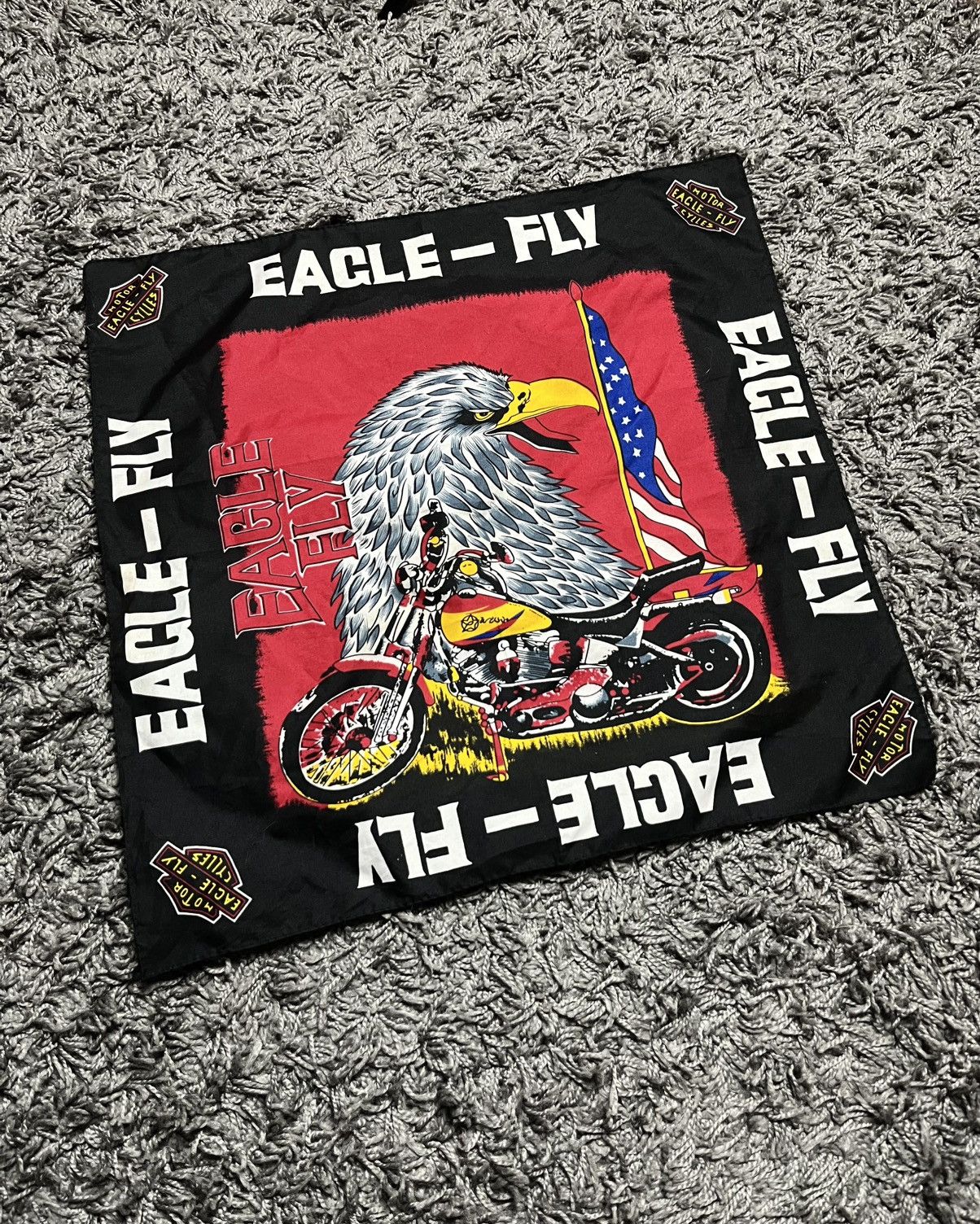 Vintage Vintage Eagle-Fly Biker Bandana American Flag & Motorcycle Size ONE SIZE - 1 Thumbnail