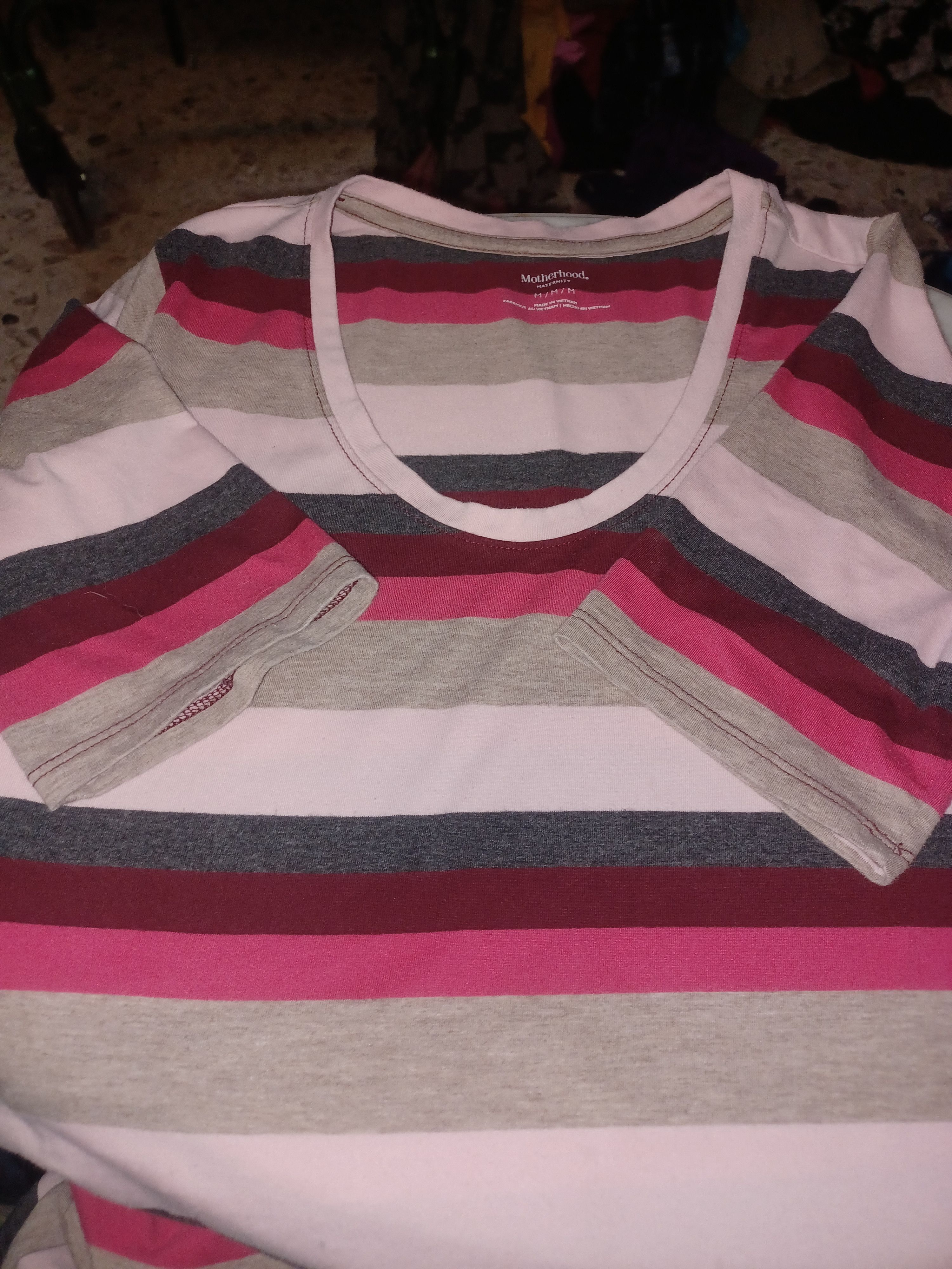 Other Motherhood Maternity Top Medium Pinks Stripes Size M / US 6-8 / IT 42-44 - 2 Thumbnail