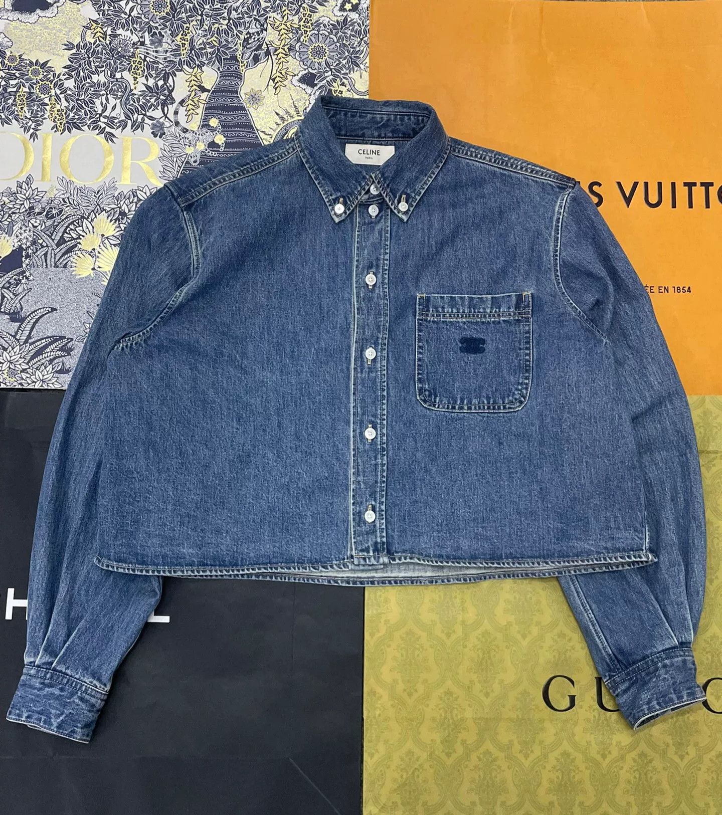 Celine Celine Denim Shirt Top Size S / US 4 / IT 40 - 1 Thumbnail