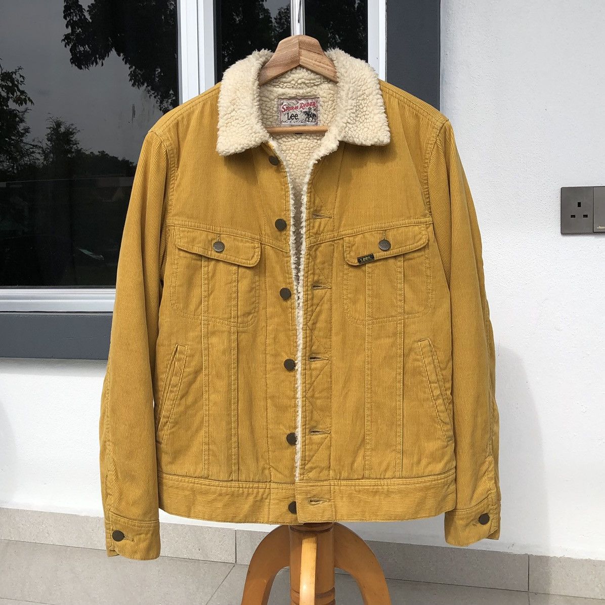 image of Lee Storm Rider Conduray Sherpa Trucker Jacket in Yellow, Men's (Size Small)