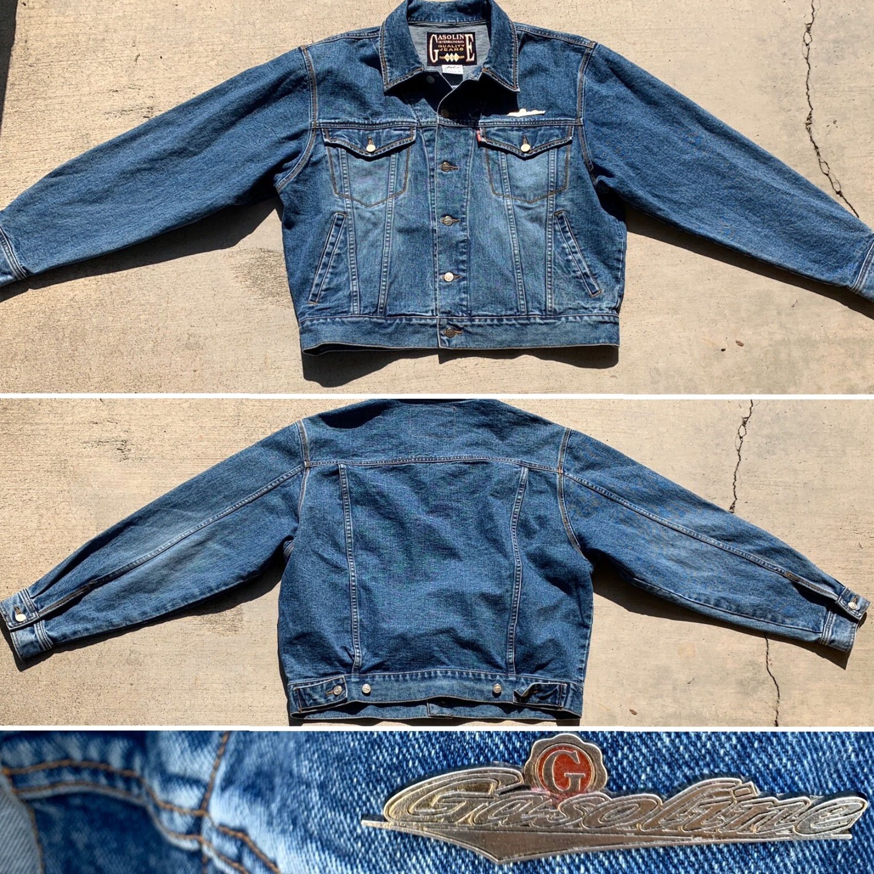 Denime VINTAGE Gasoline Jeans Denim Jacket XL XL USA FRANCE 80s 1980s Blue Denim Jacket Gasoline Jeans Vintage Jacket Mens Womens Size US 36 / EU 52 - 7 Thumbnail