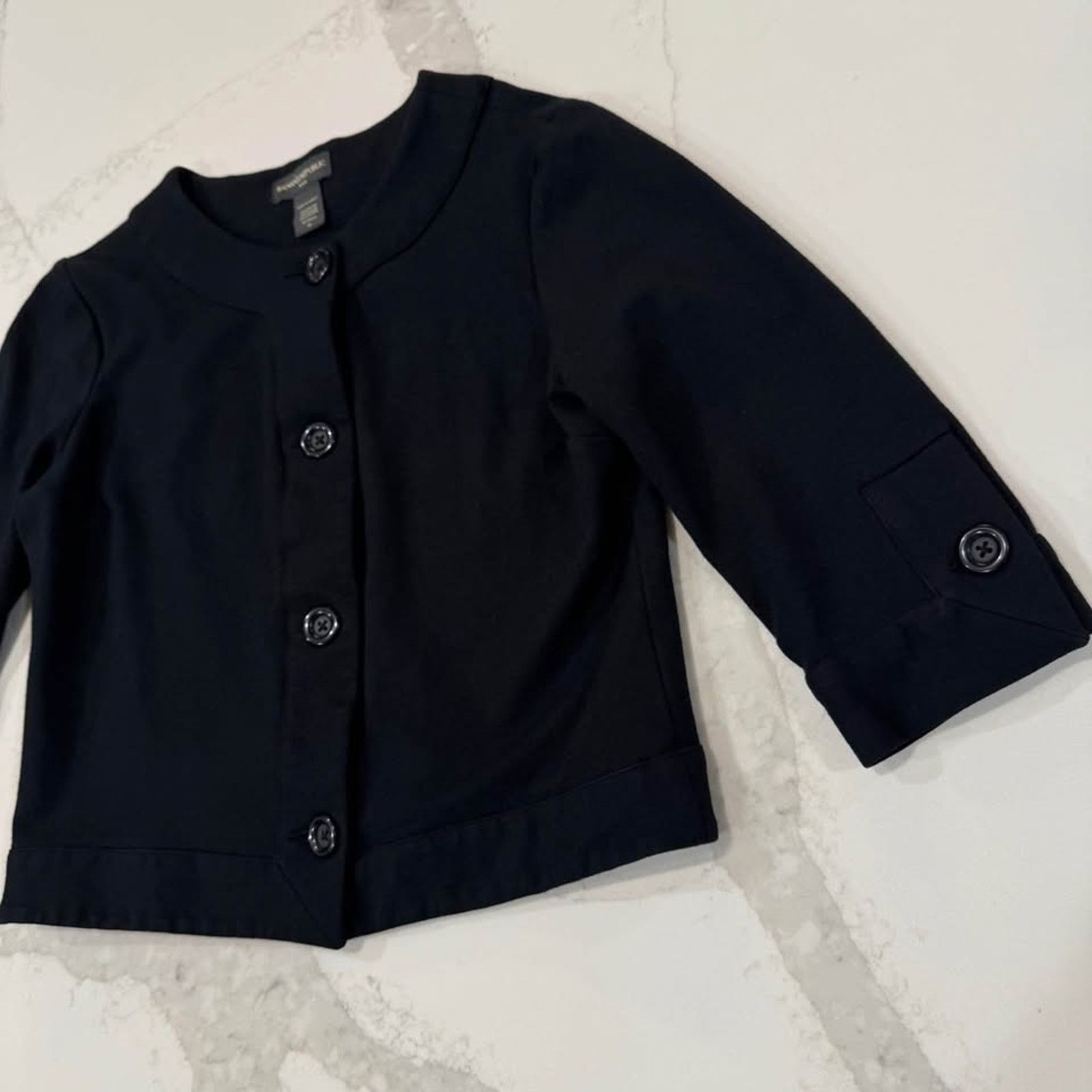 Banana Republic Banana Republic Crop Button Front Black Sweater Women Medium Size M / US 6-8 / IT 42-44 - 2 Thumbnail
