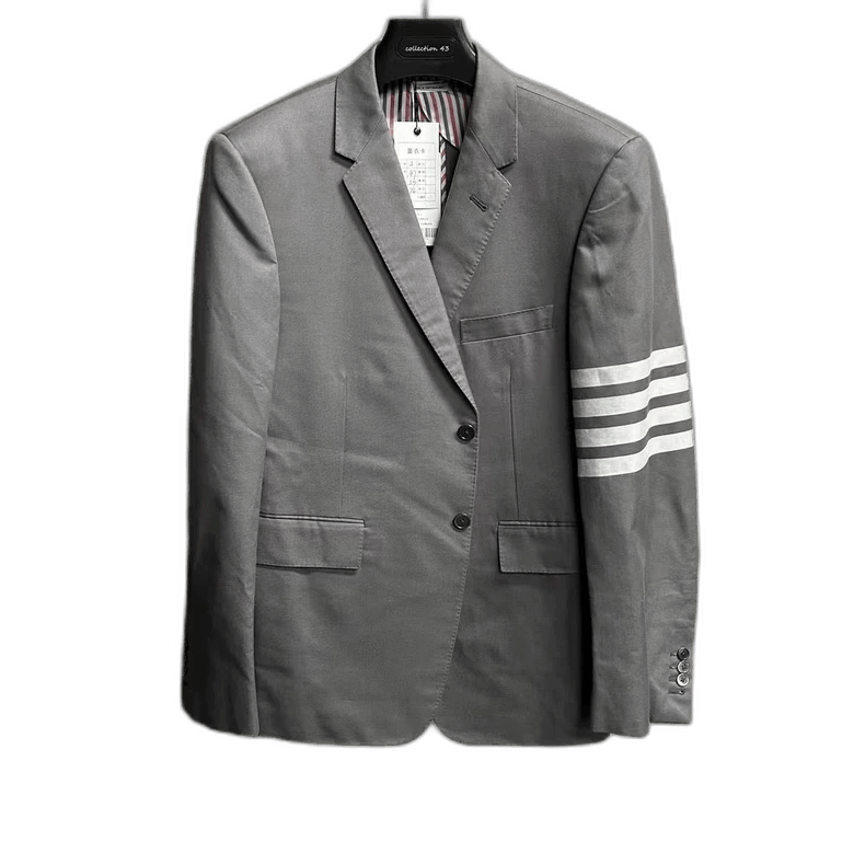 Thom Browne Gray Wool Blazer with Logo Stripes Size US M / EU 48-50 / 2 - 1 Thumbnail