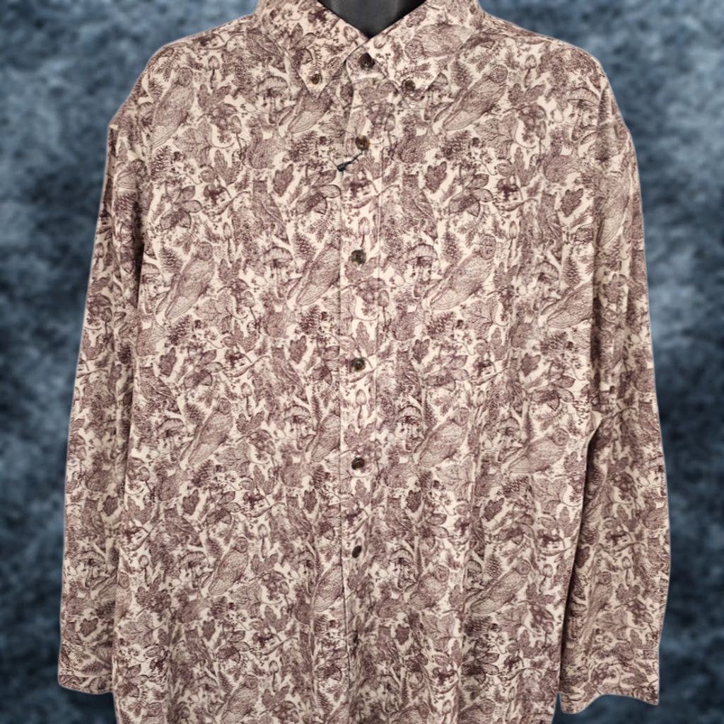 Roundtree & Yorke VINTAGE Roundtree & York Forest Shirt Mens 2XL Beige All Over Print Owl Mushrooms Shirt Size US XXL / EU 58 / 5 - 1 Thumbnail