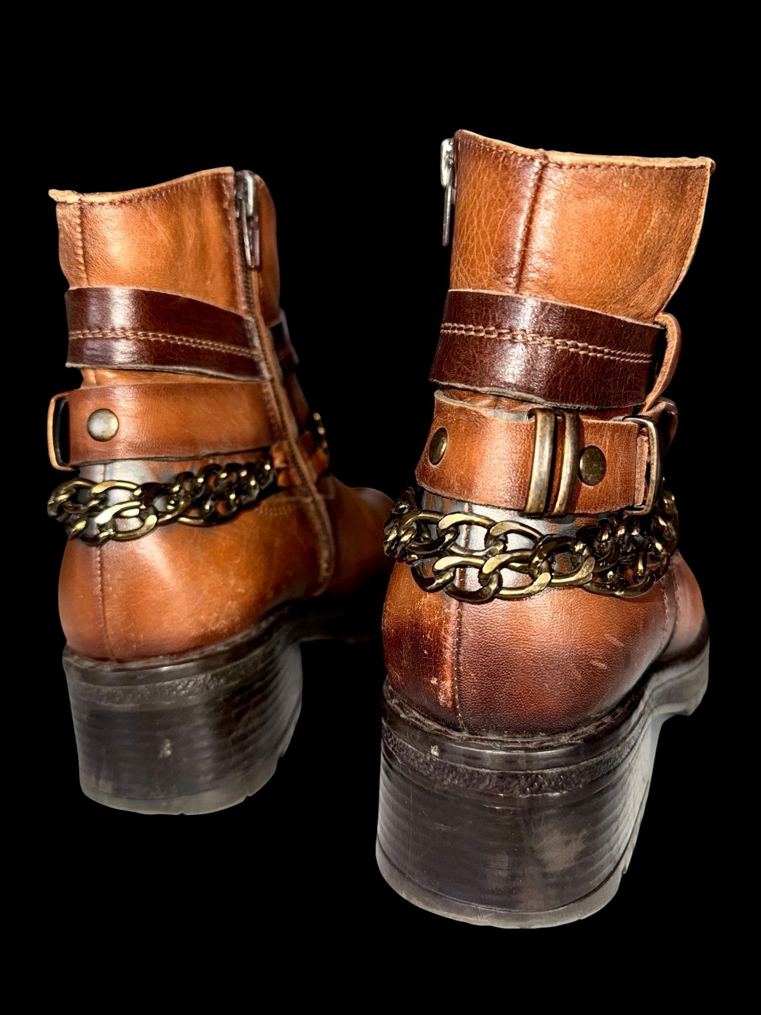 Other Vintage Brown Leather Biker Harness Ankle Boots Size US 7 / EU 40 - 3 Thumbnail