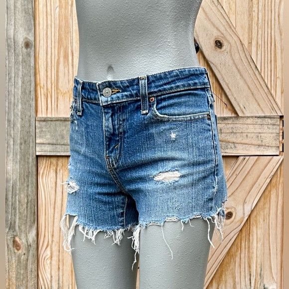 Levi's Vintage Clothing Vintage Y2K Levis 515 Distressed Stretch Cut Off Jean Shorts Size 28" / US 6 / IT 42 - 3 Thumbnail