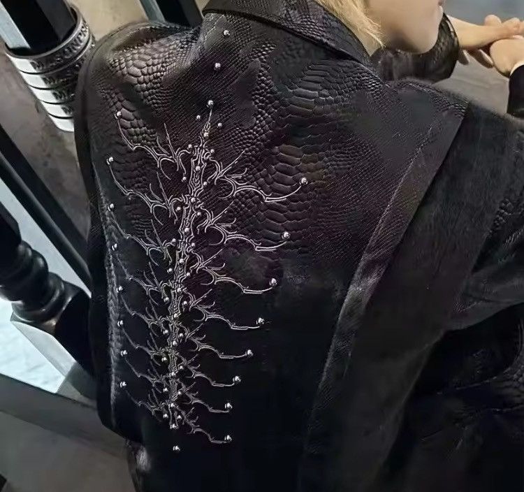 Japanese Brand Texture PU Leather Gothic Jacket – Embossed Snake Motif Size US L / EU 52-54 / 3 - 8 Thumbnail