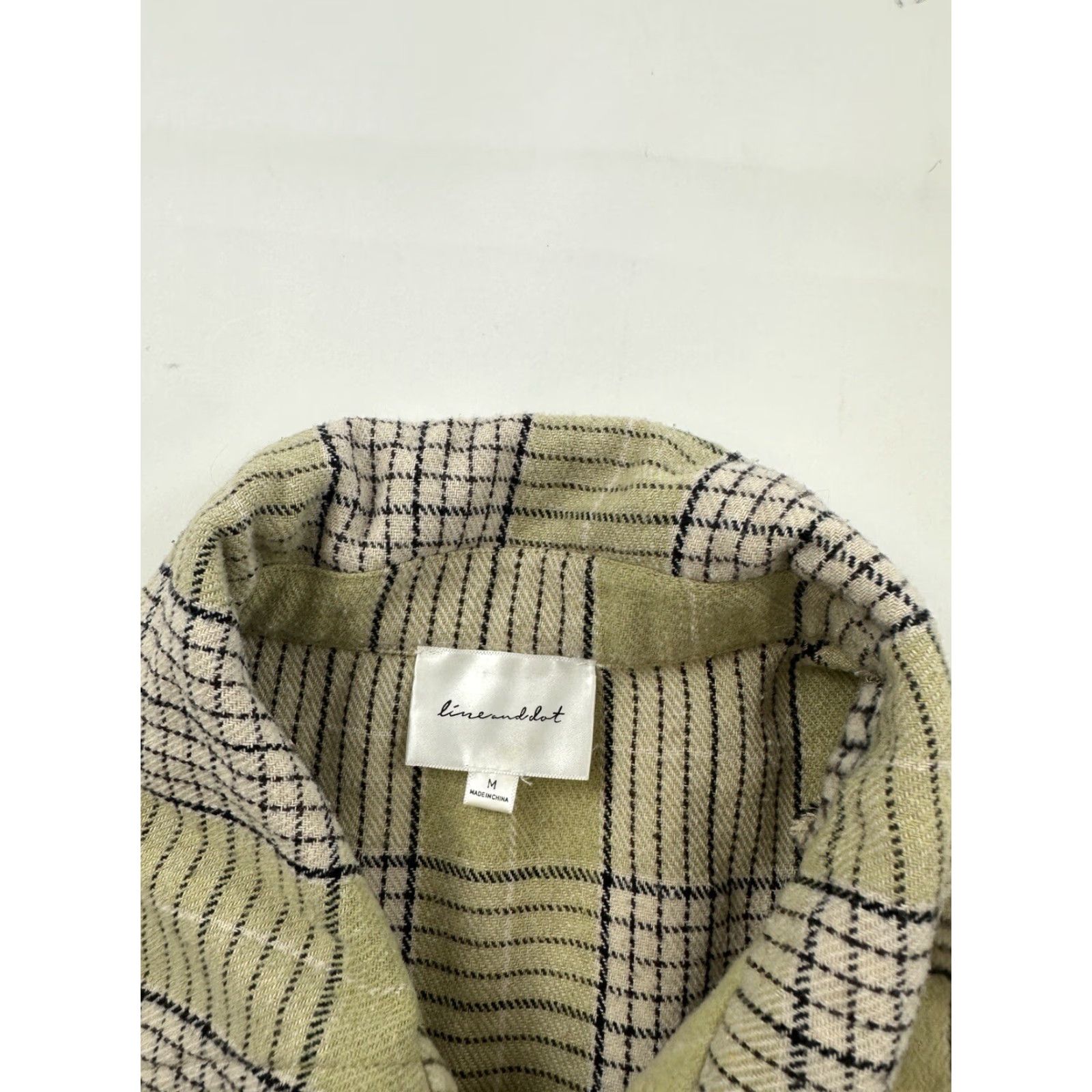 Vintage Line and Dot Jacket Womens Medium Plaid Belted Shacket Beige M Size M / US 6-8 / IT 42-44 - 3 Thumbnail