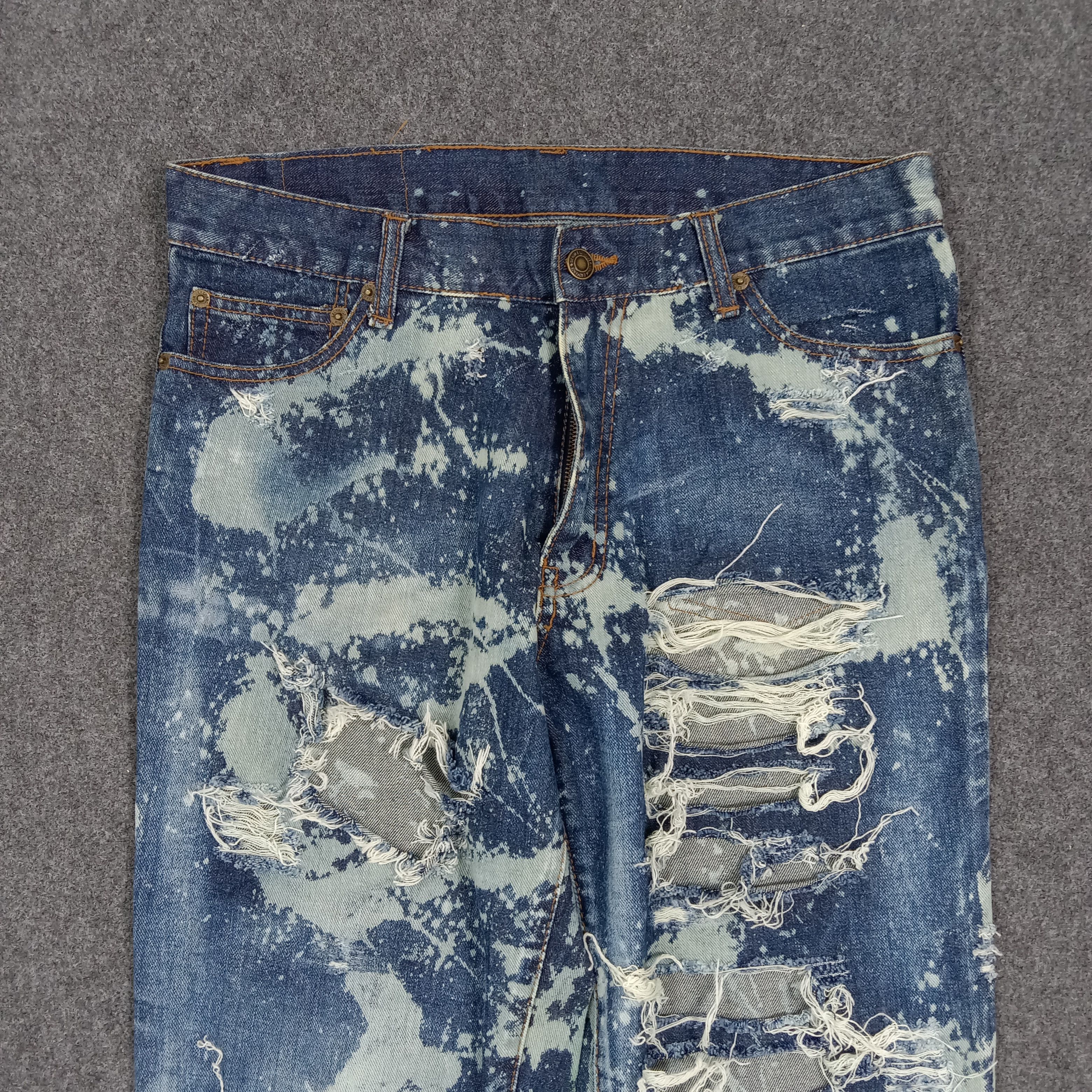 Vintage D/EX Denim Exchange Distressed Paint Jeans C272N2 Size US 33 - 2 Thumbnail
