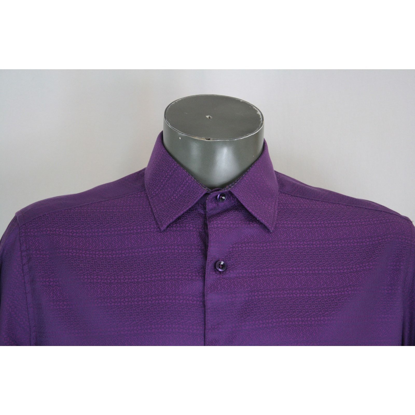 Robert Graham Robert Graham Geometric Print Flip Cuff Shiny Purple Shirt M Size US M / EU 48-50 / 2 - 2 Thumbnail