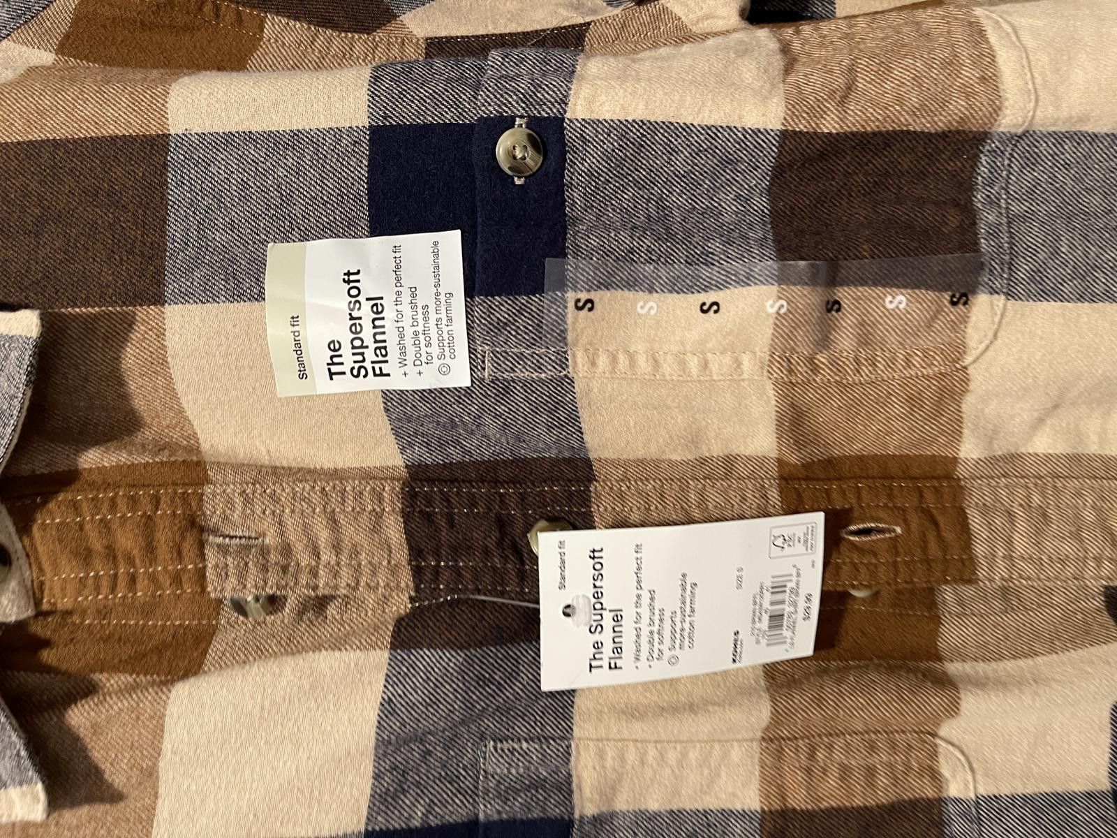 Sonoma Sonoma The Supersoft Flannel Shirt - Brown/Beige/Blue Plae Size US S / EU 44-46 / 1 - 3 Thumbnail