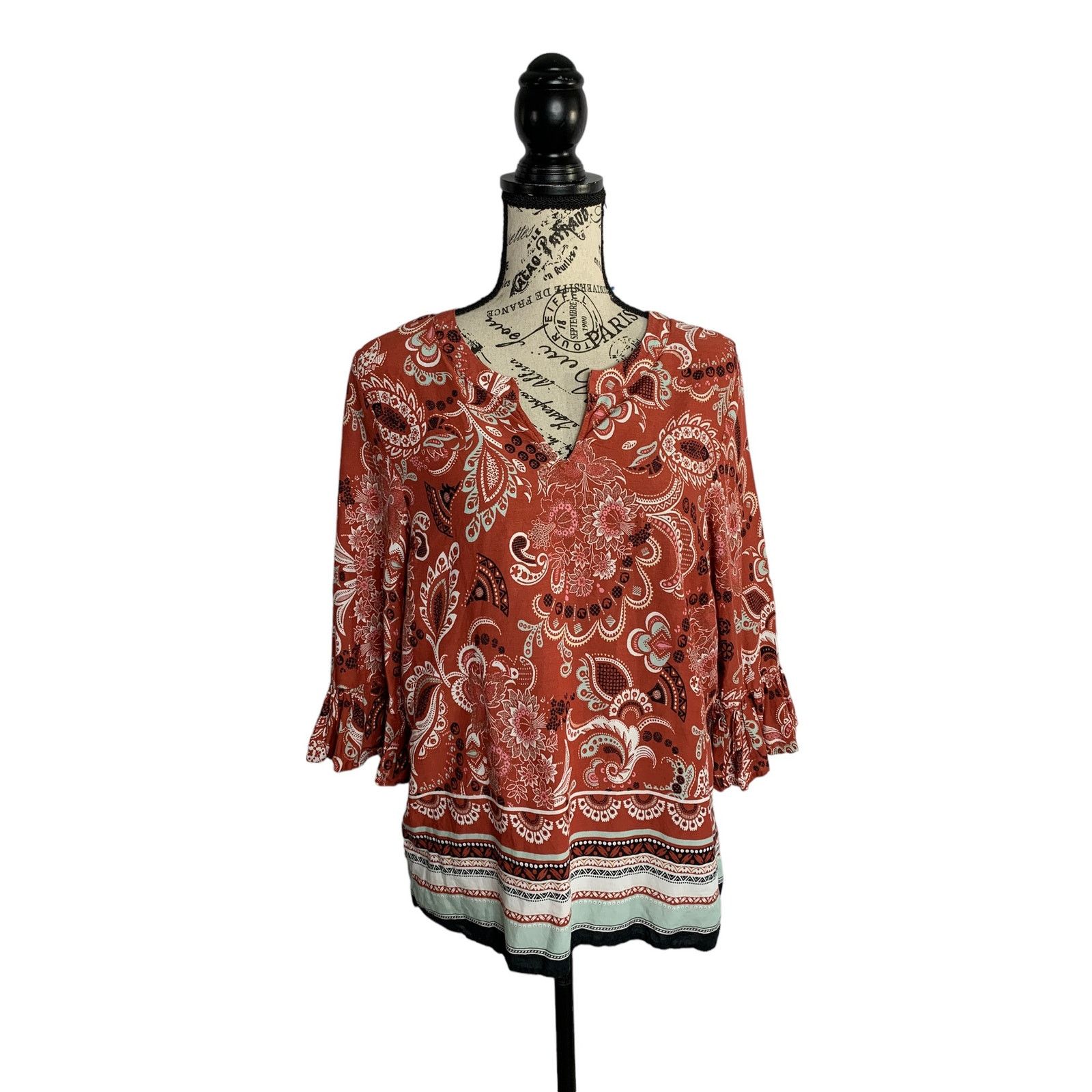 Ann Taylor Ann Taylor Factory Boho Top Cotton Blend Bell Sleeve women M Size M / US 6-8 / IT 42-44 - 1 Thumbnail