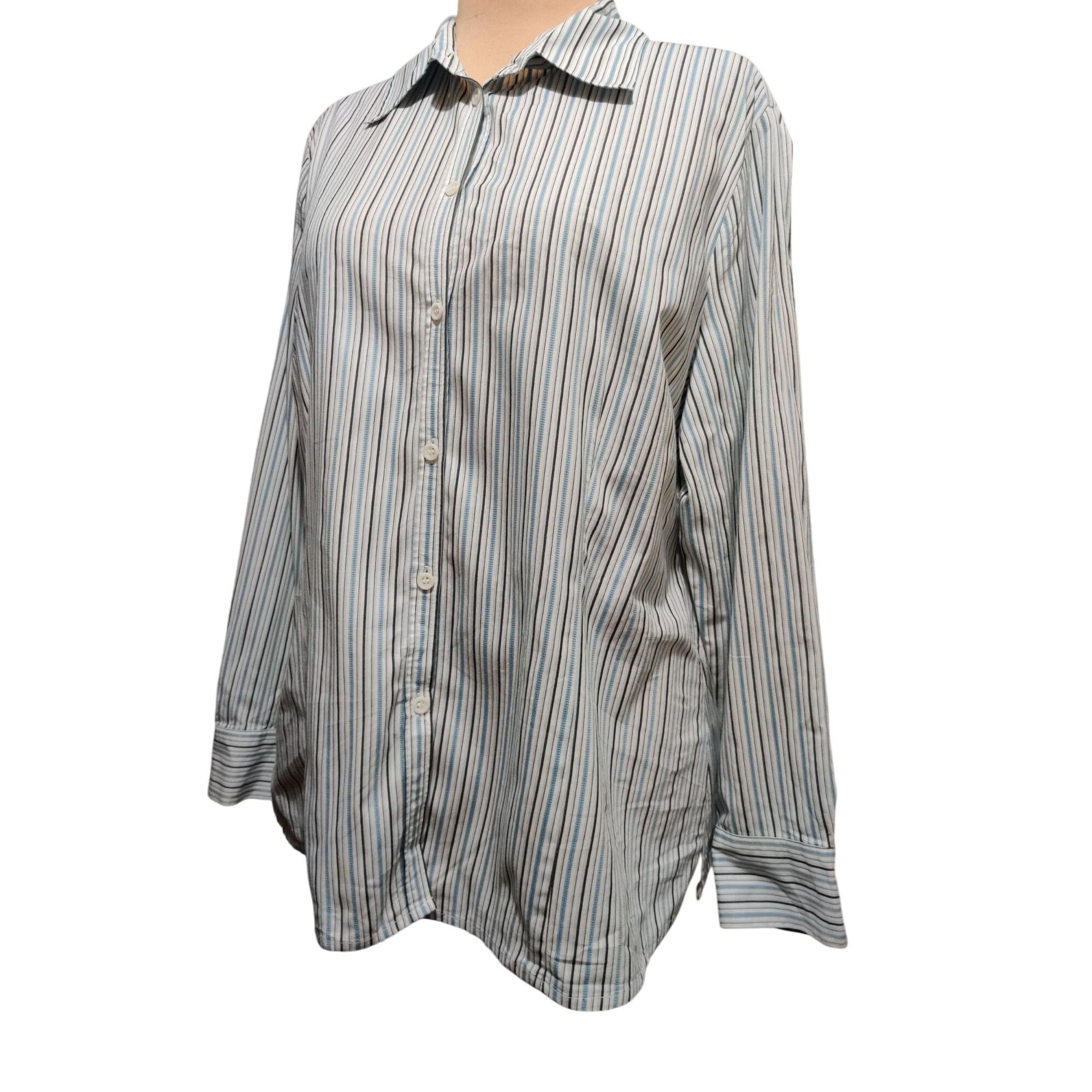 Other East 5th Plus Size 18 Striped Button Up Shirt Blue White Off Size XXL / US 16-18 / IT 52-54 - 3 Thumbnail