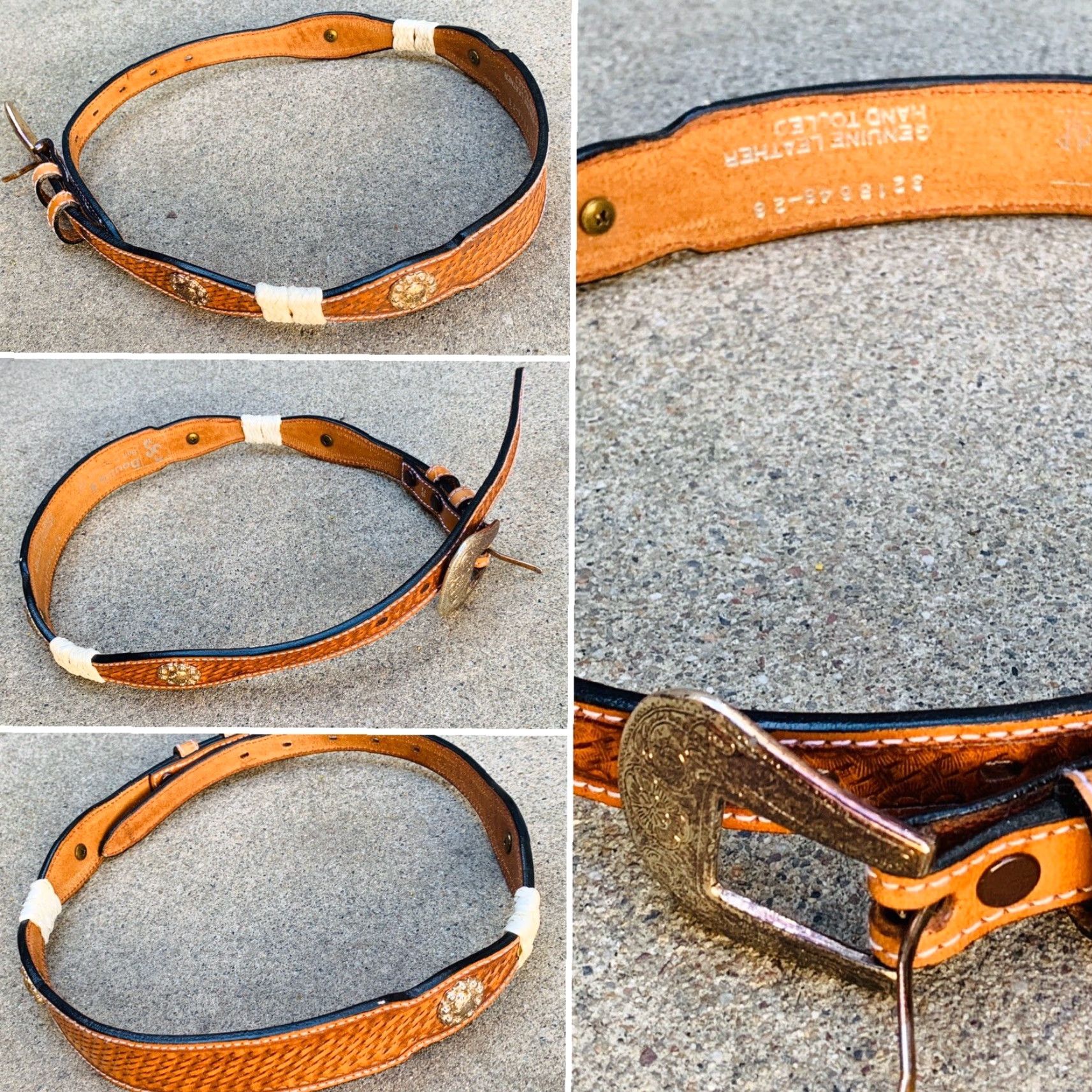 Doublet VINTAGE Double S Belt Collection 3218648-28 Belt Women Western Brown Leather Hand Tooled 28 Size ONE SIZE - 3 Thumbnail