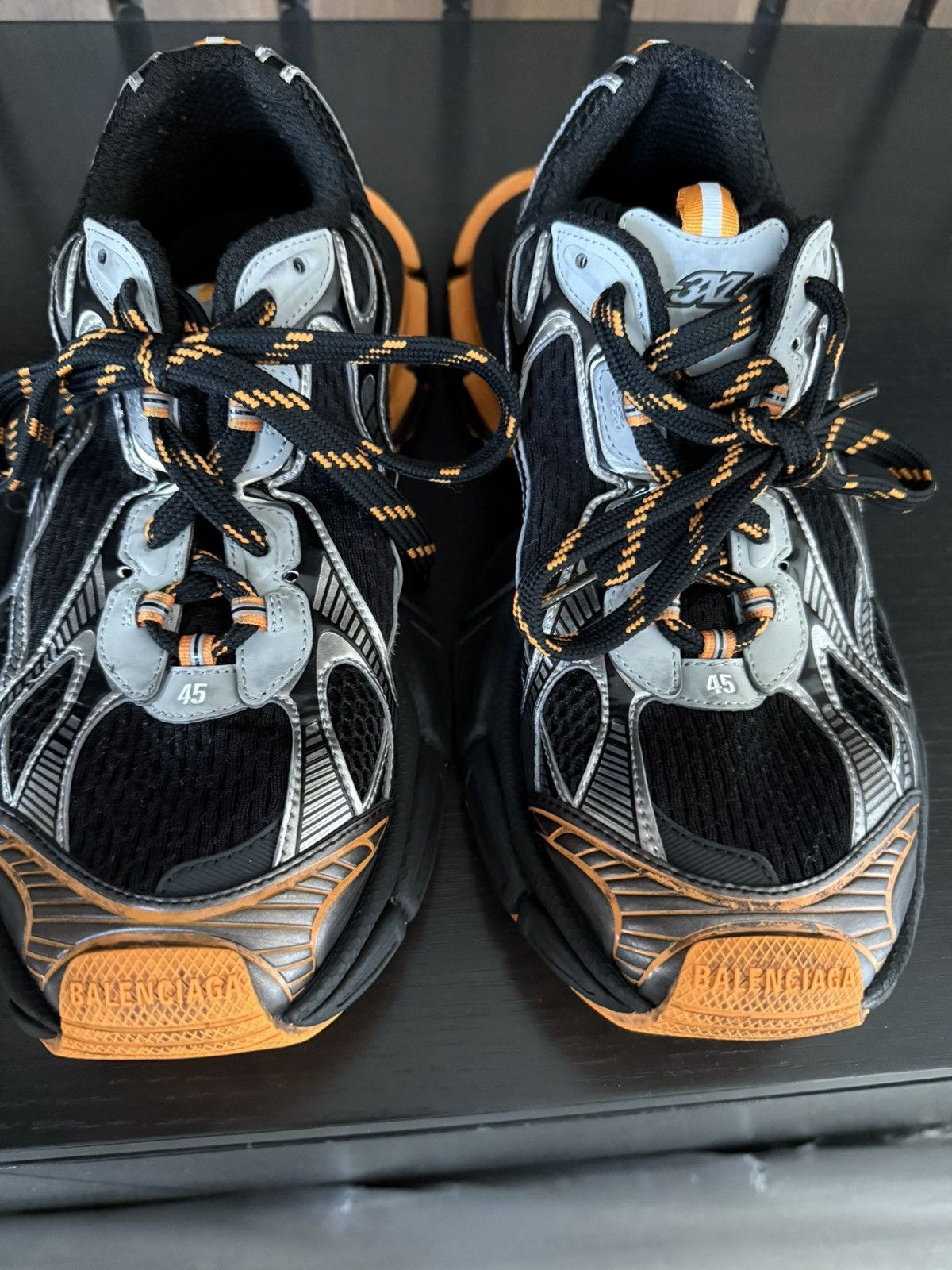 Balenciaga Balenciaga Runner Oversized Sole Sneakers – BLK/Orange/SLVR Size US 12 / EU 45 - 7 Thumbnail
